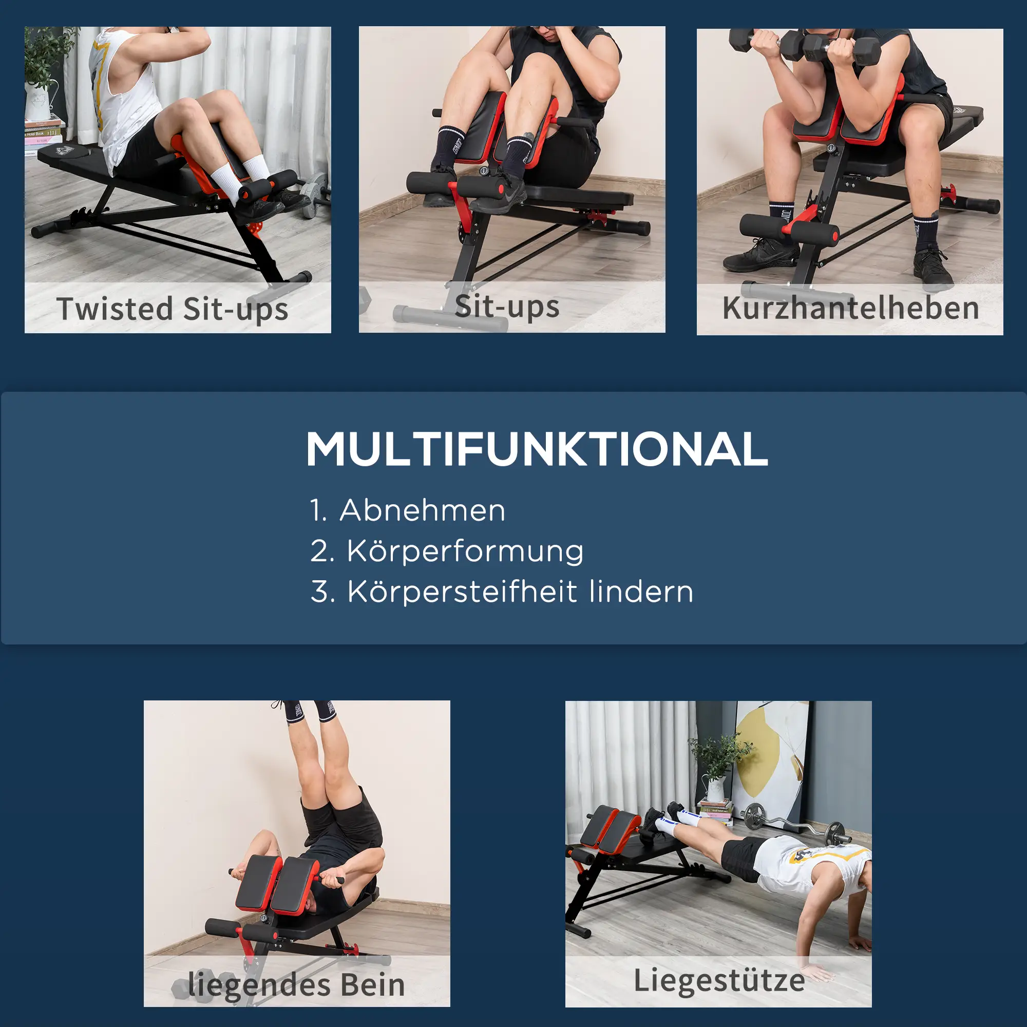 HOMCOM Halterbank verstelbaar multifunctioneel voor full-body training