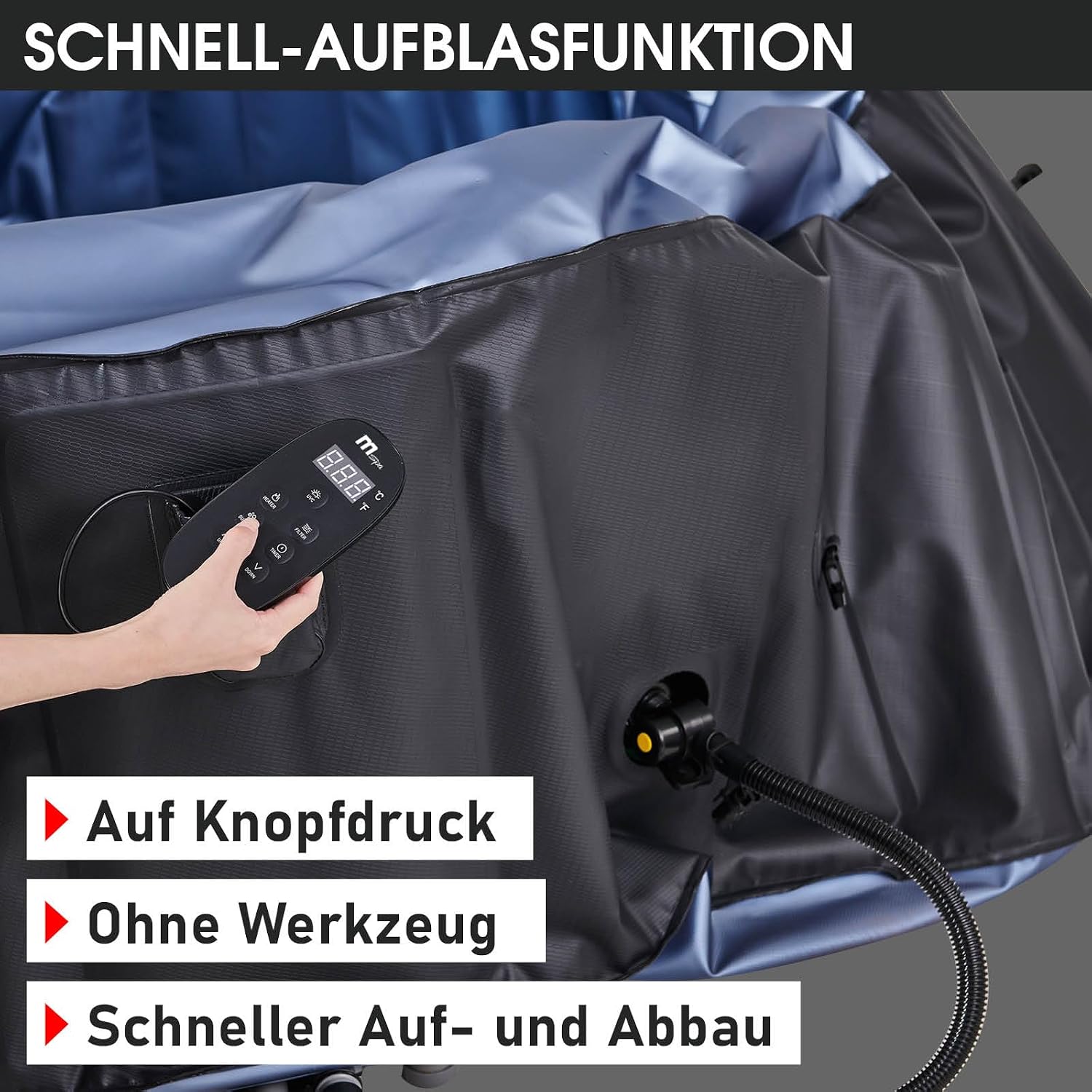 BRAST Whirlpool aufblasbar MSpa Bergen für 4-8 Personen | viele Größen Ø180-224cm | In- Outdoor Pool | Ganzjähriger Einsatz | bis zu 144 Massagedüsen | Stromsparend inkl. Energiespar-Timer | Bergen 6