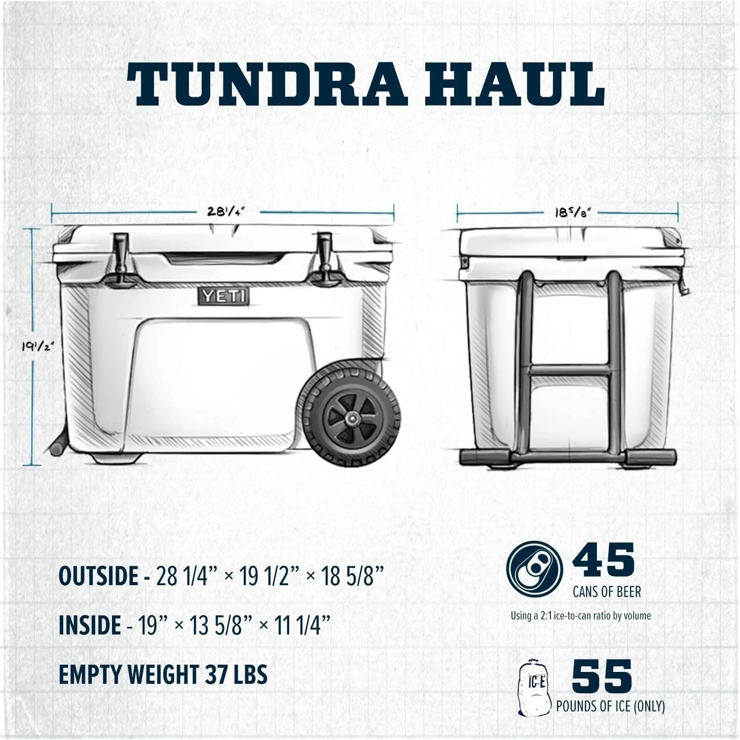 YETI Tundra Haul Cooler Box with Wheels, Navy Blue