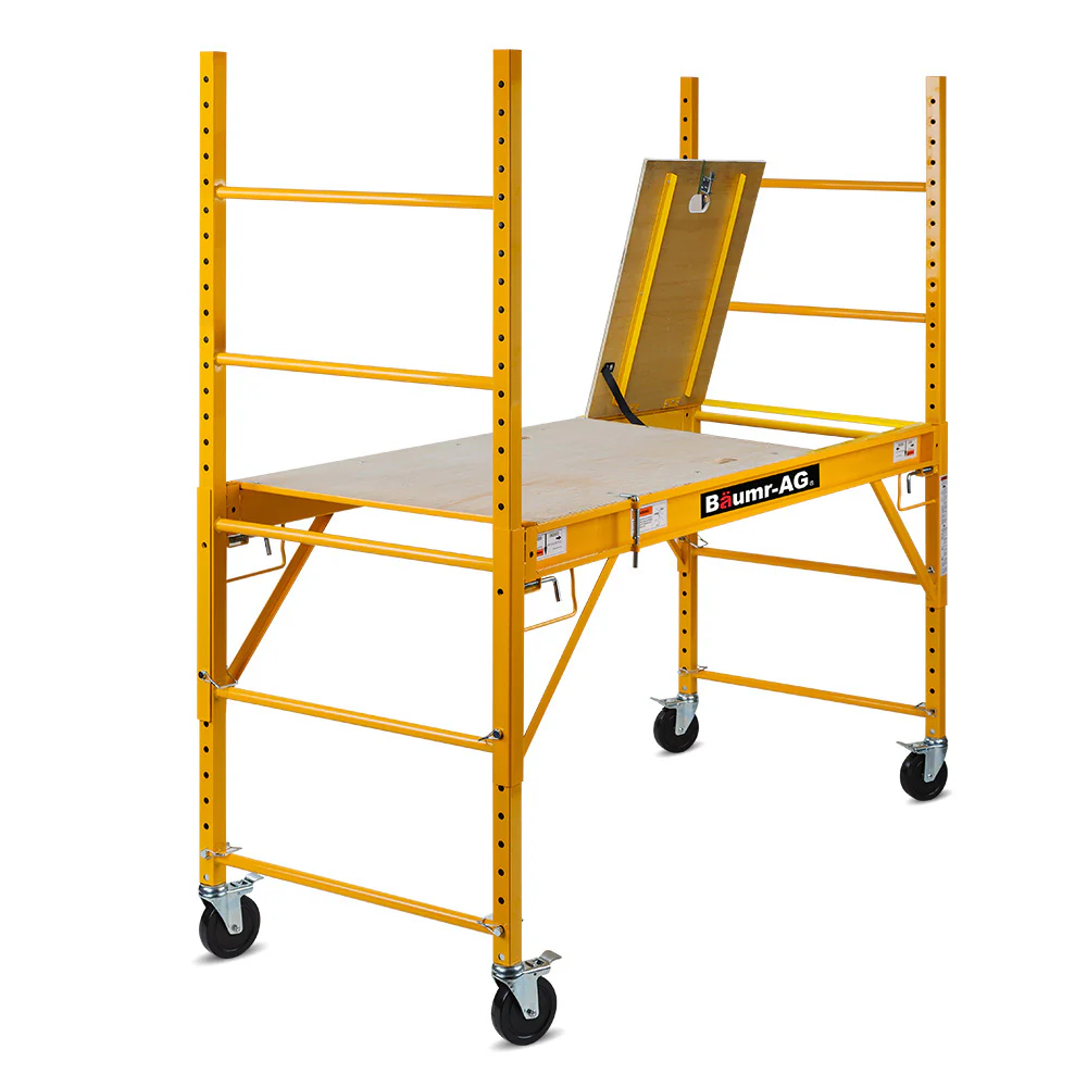 Baumr-AG Adjustable Mobile Scaffolding, 450kg Capacity, with Trapdoor Hatch
