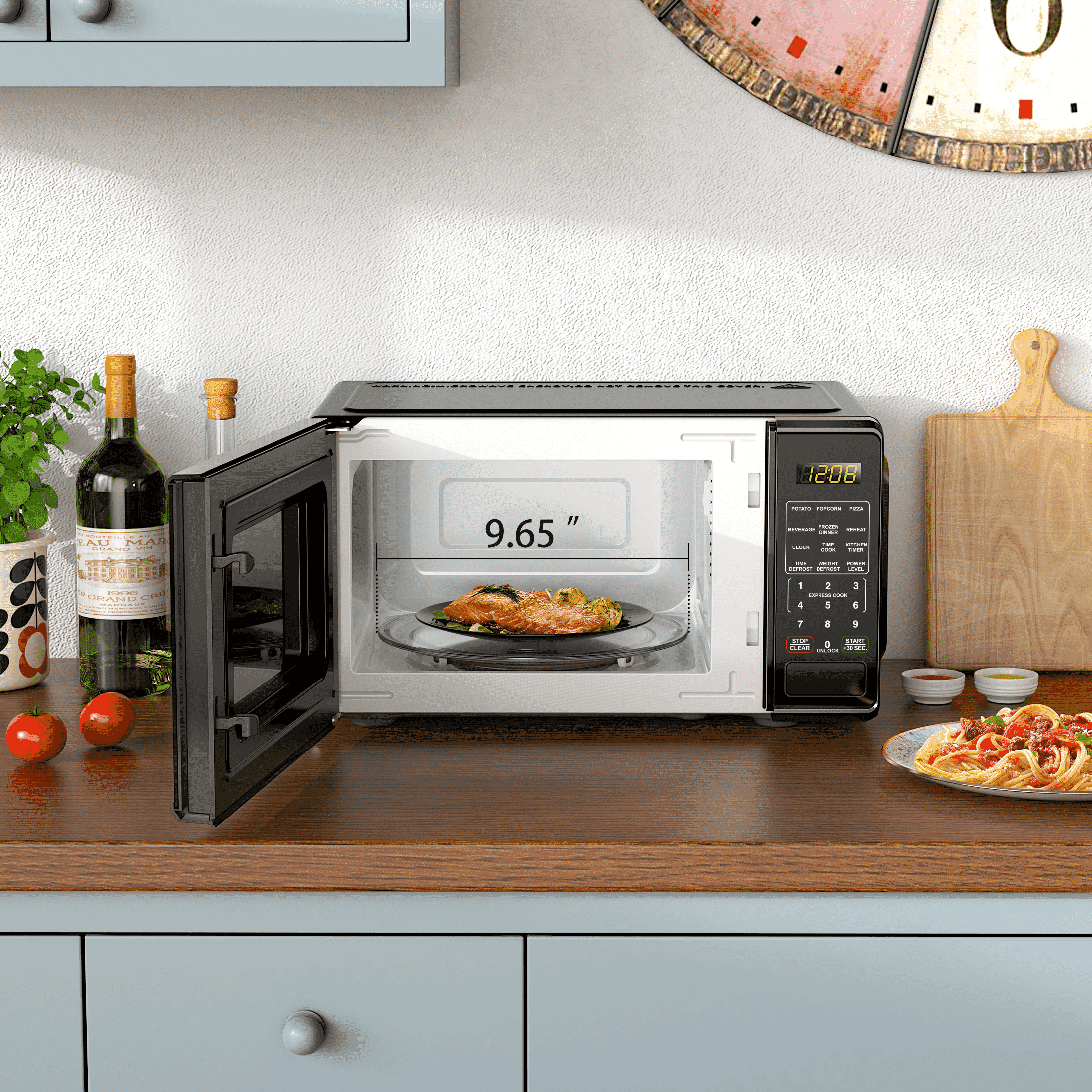 Mainstays 0.7 Cu ft 700W Countertop Microwave Oven, LED Display, Black