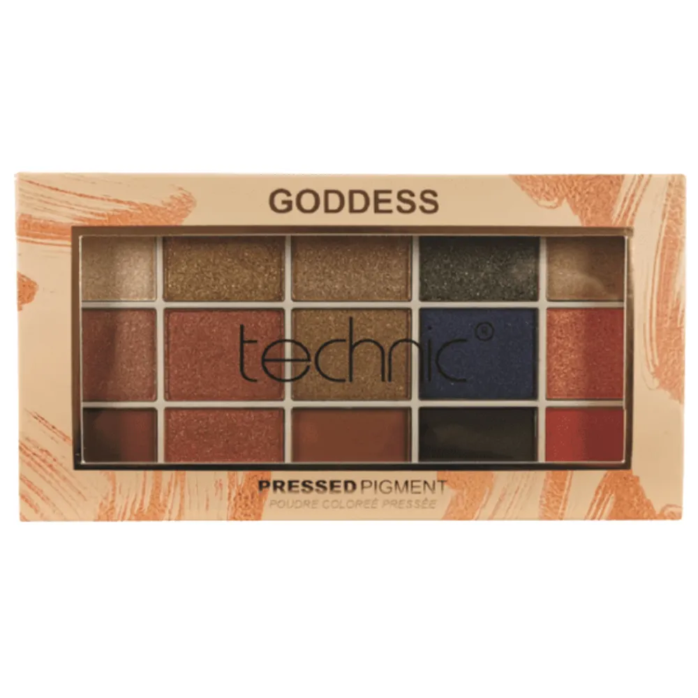 Technic Pressed Pigment Palette Goddess 29548 a?? 16 Warm & Golden Shades