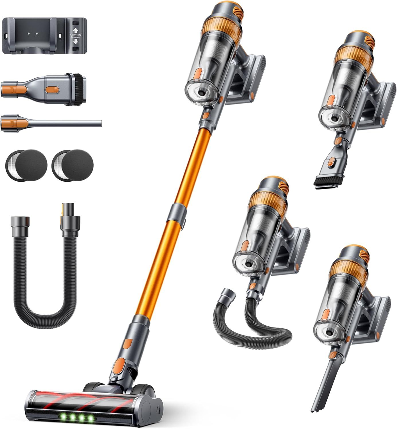 600W Cordless Stick Vacuum with 50KPA Suction, 65Min Runtime, for Pet Hair, Carpet, Floor & Car