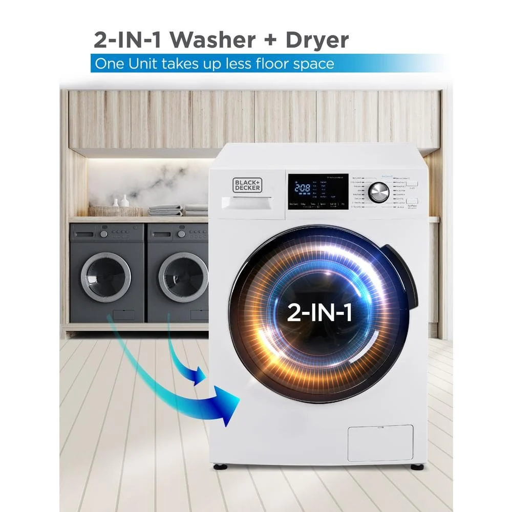 BLACK+DECKER 2.7 cu. ft. All-in-One Washer and Dryer Combo in White BCW27MW💝 Last Day For Clearance
