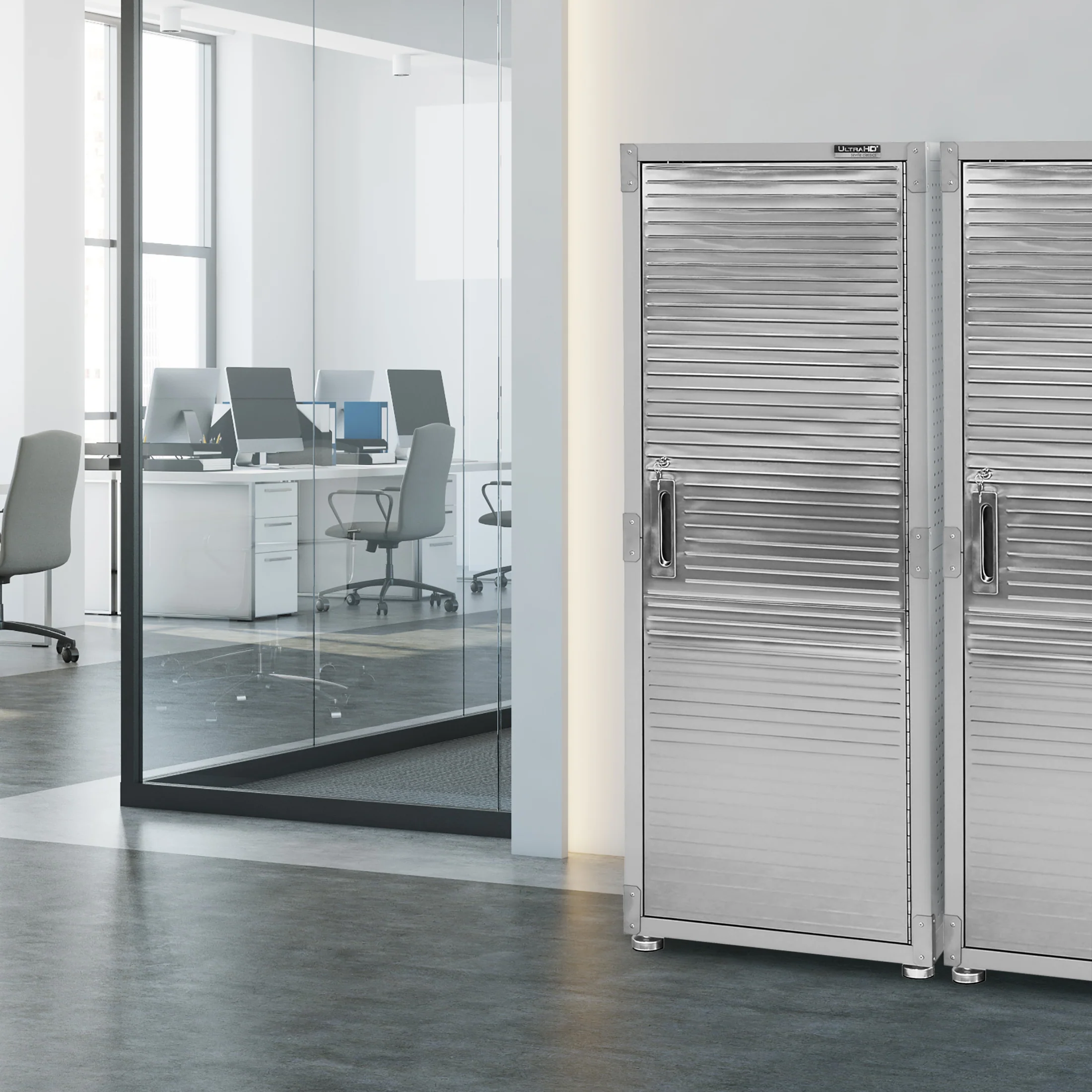 2025 Robuuste gereedschapskast van massief staal met RVS-deur, 61 x 46 x 168 cm, afsluitbaar, 4 legplanken, granietafwerking, UltraGuard? coating, draagvermogen 317 kg