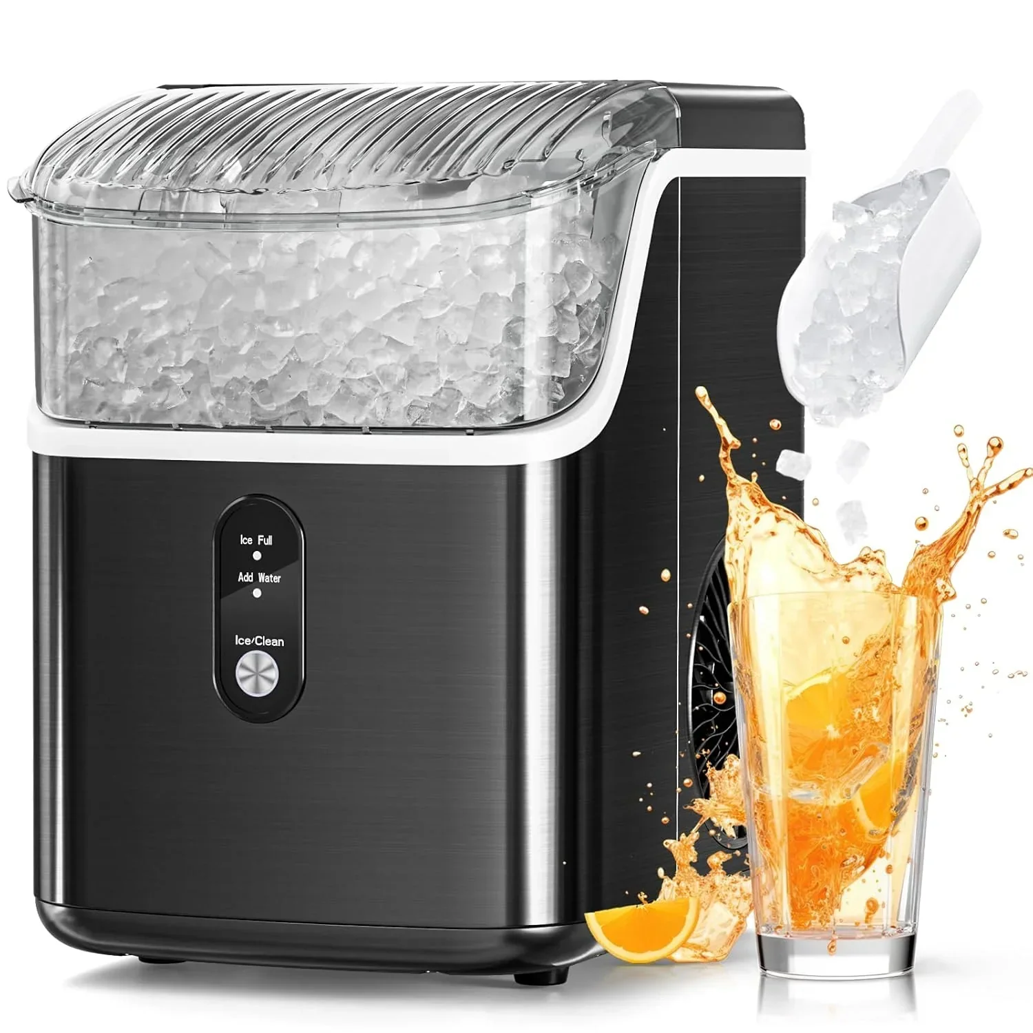 Nugget Ice Makers Countertop Pebble Ice Machine with Chewable Pellet Ice Self-Cleaning