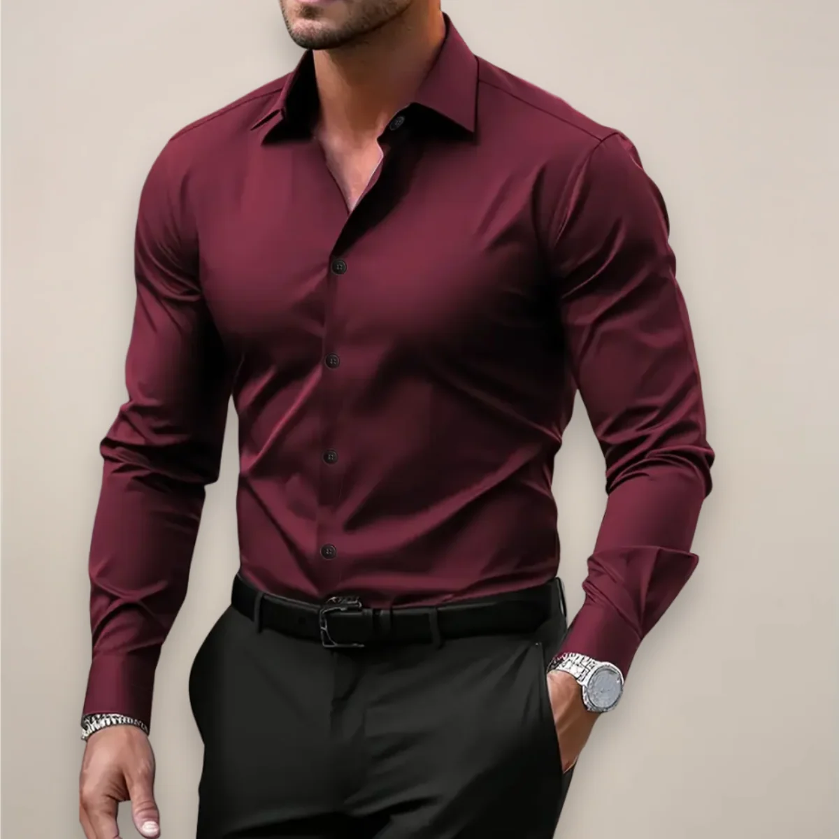 Klassisches Business-Langarmhemd f��r Herren
