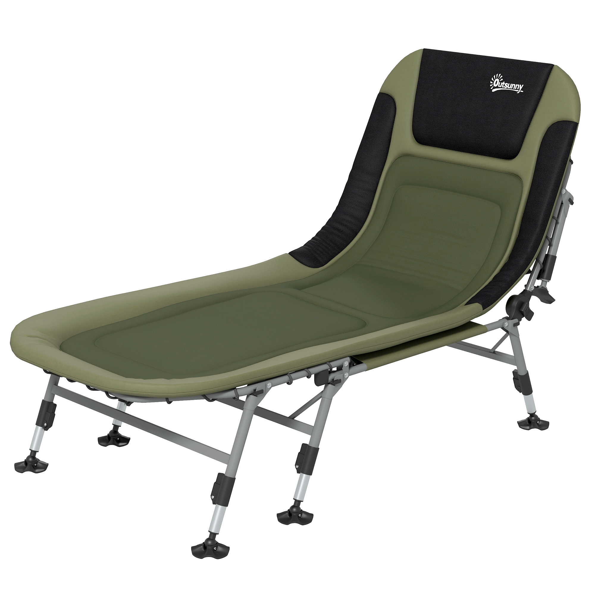 Outsunny Campingbed Ligbed Veldbed, 200 x 85 x 40-55 cm, Waterbestendig Groen