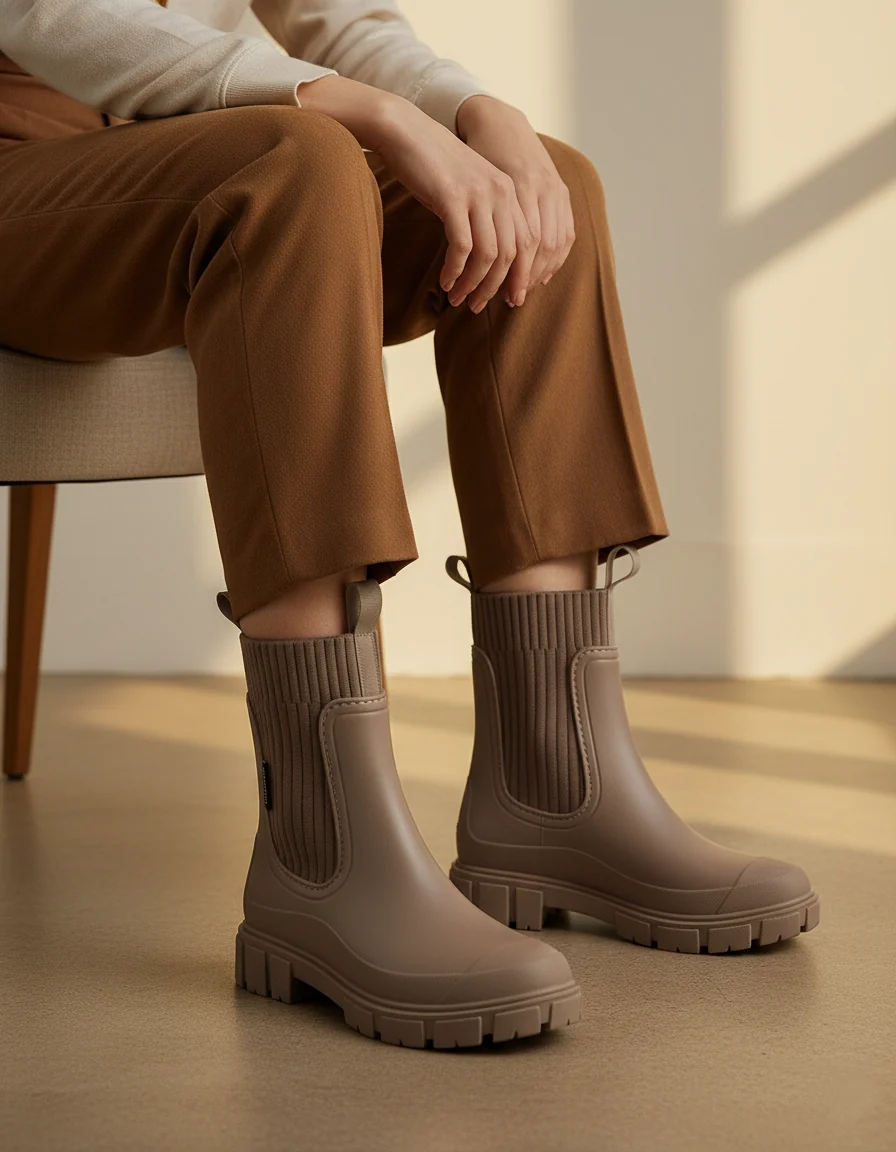 Wasserfeste Gummistiefel f��r Damen mit rutschfester Sohle