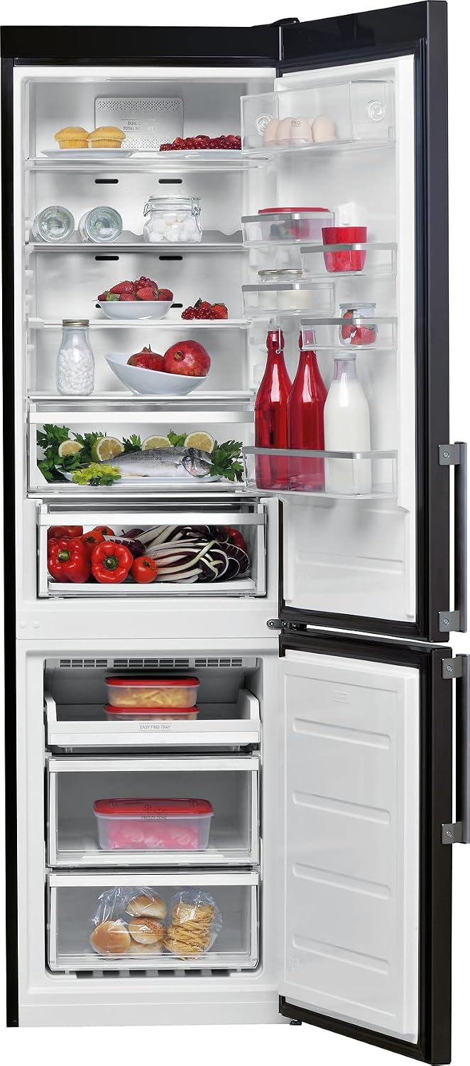 Bauknecht KGDNF 20C GDSX Kühl-Gefrier-Kombination/ C/201cm Höhe/158 kWh/Jahr/257L Kühlteil /98L Gefrierteil/leise 39dB /DualCool Total NoFrost/Fresh Zone+/Active Fresh Pro/Fresh Zone 0 Degree Schwarz