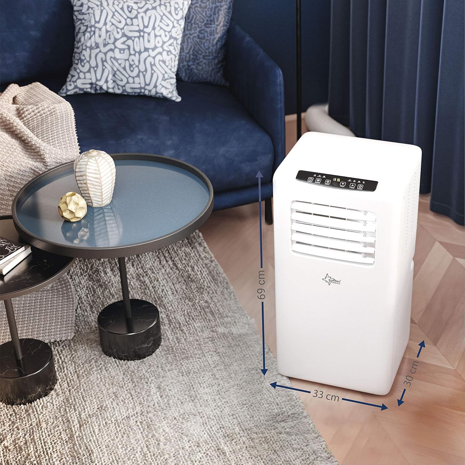 SUNTEC Mobiles Klimagerät Impuls 2.6 Eco R290 – Klimaanlage mobil und leise mit Abluftschlauch – Kühler & Entfeuchter für Räume bis 34 qm – Mobile Kühlung für Wohnung & Büro – 9.000 BTU | 2600 Watt