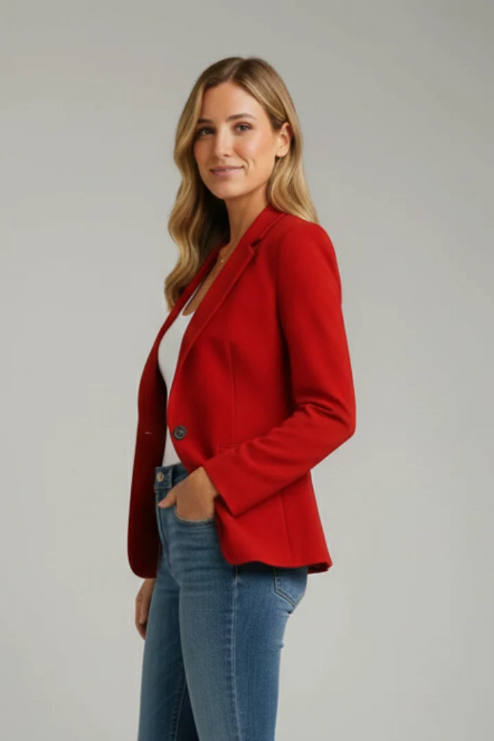 Klassischer Damen Blazer mit Reverskragen und Einknopf-Verschluss | Zeitloser Business Blazer mit Pattentaschen f��r Damen