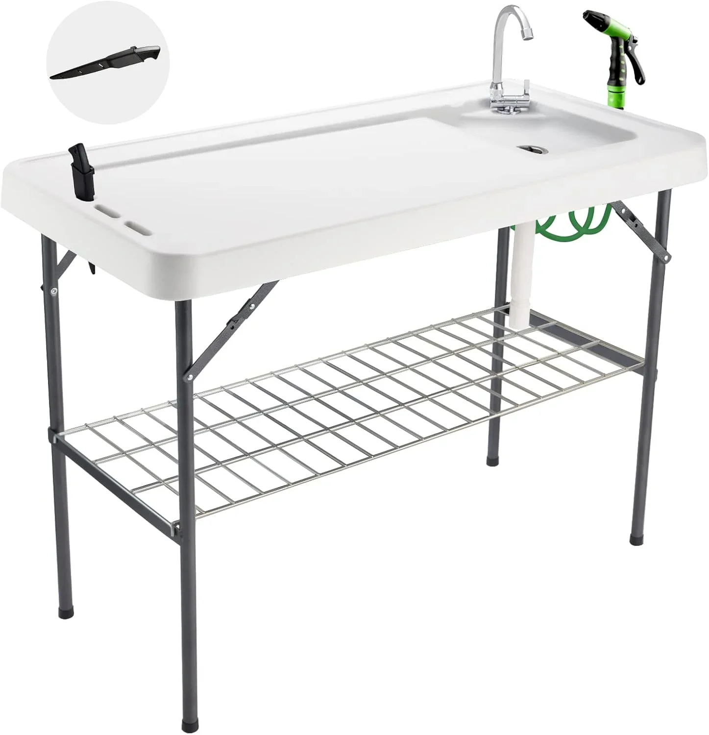 Folding Fish Cleaning Table Portable Camping Sink Table Outdoor Fish Fillet Cleaning Station