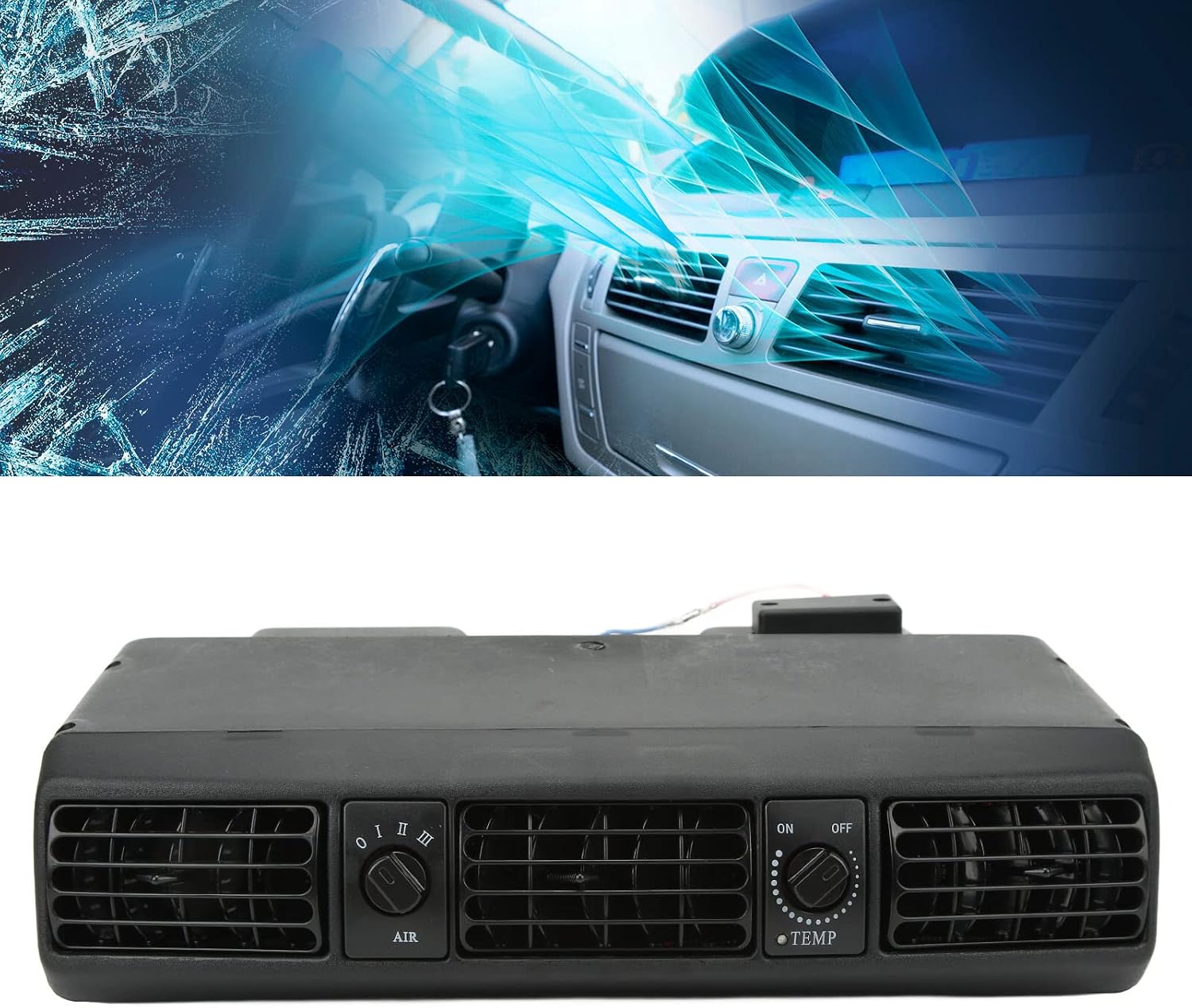 Focket Universelles Under Dash Klimaanlagen Verdampfer Kit, 360 CFM 3 Gang Kühlleistung 18853 BTU, 32 Pass 4 Wege Spule Universal Klimaanlage für Oldtimer, Wohnmobile (12V)
