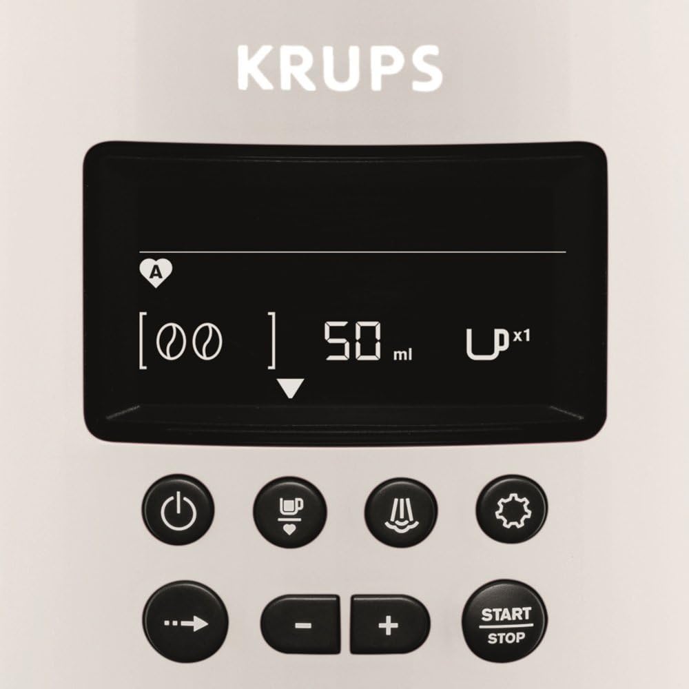 Krups Essential Kaffeevollautomat mit Milchschlauch, 2-Tassen-Funktion, LCD-Display, Einfache Reinigung, Kaffeemaschine, TÜV-Siegel, Schwarz, EA816031