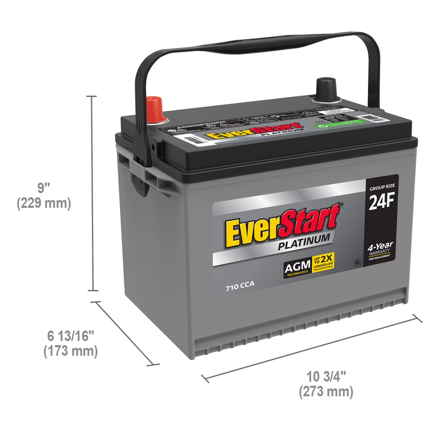 2025 Autobatterij EverStart Platinum AGM, Groepmaat 24F, 12 Volt, 750 CCA