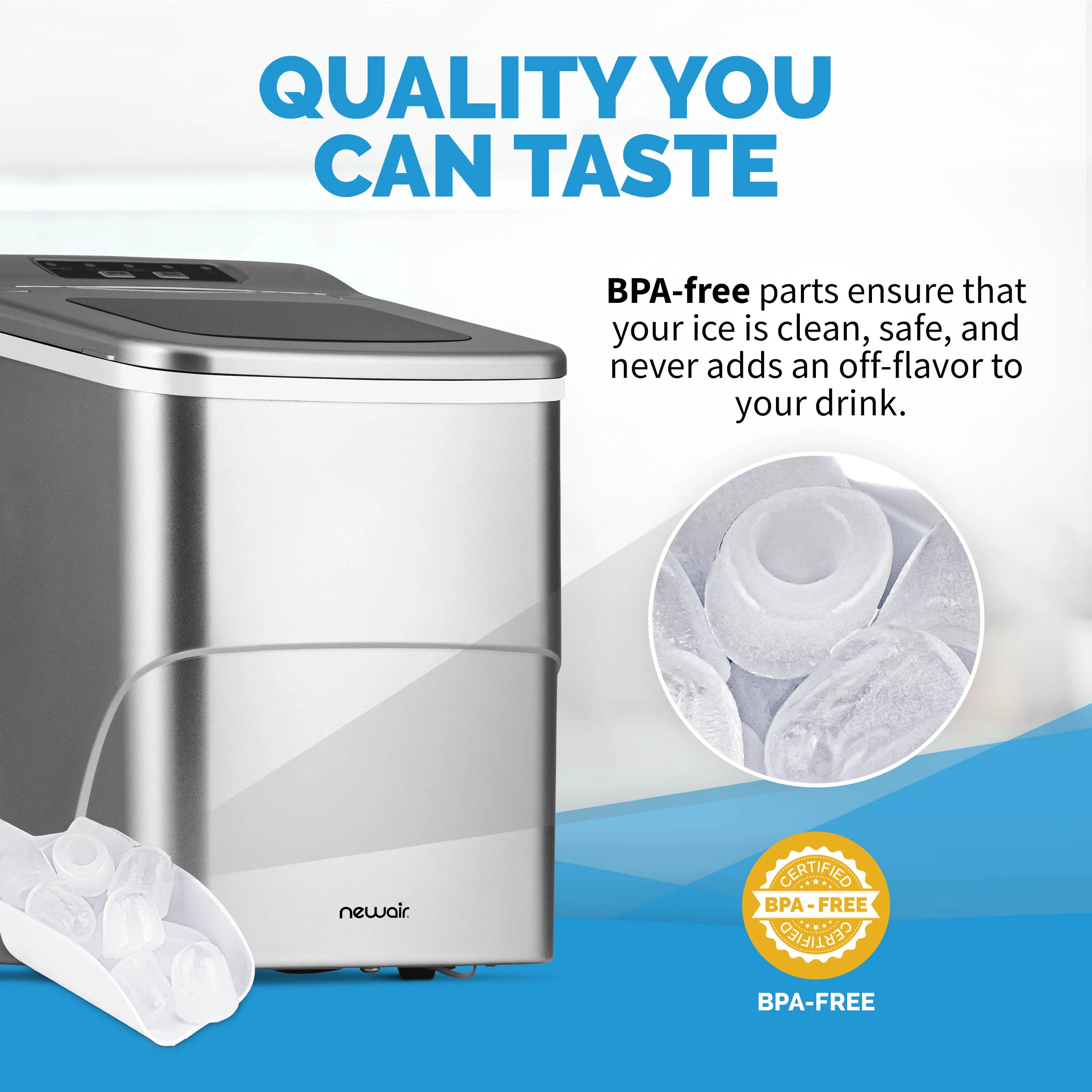 2025 Newair? IJsblokjesmachine voor het aanrecht. Bullet Ice, 26 lbs/dag �C Mat Zwart