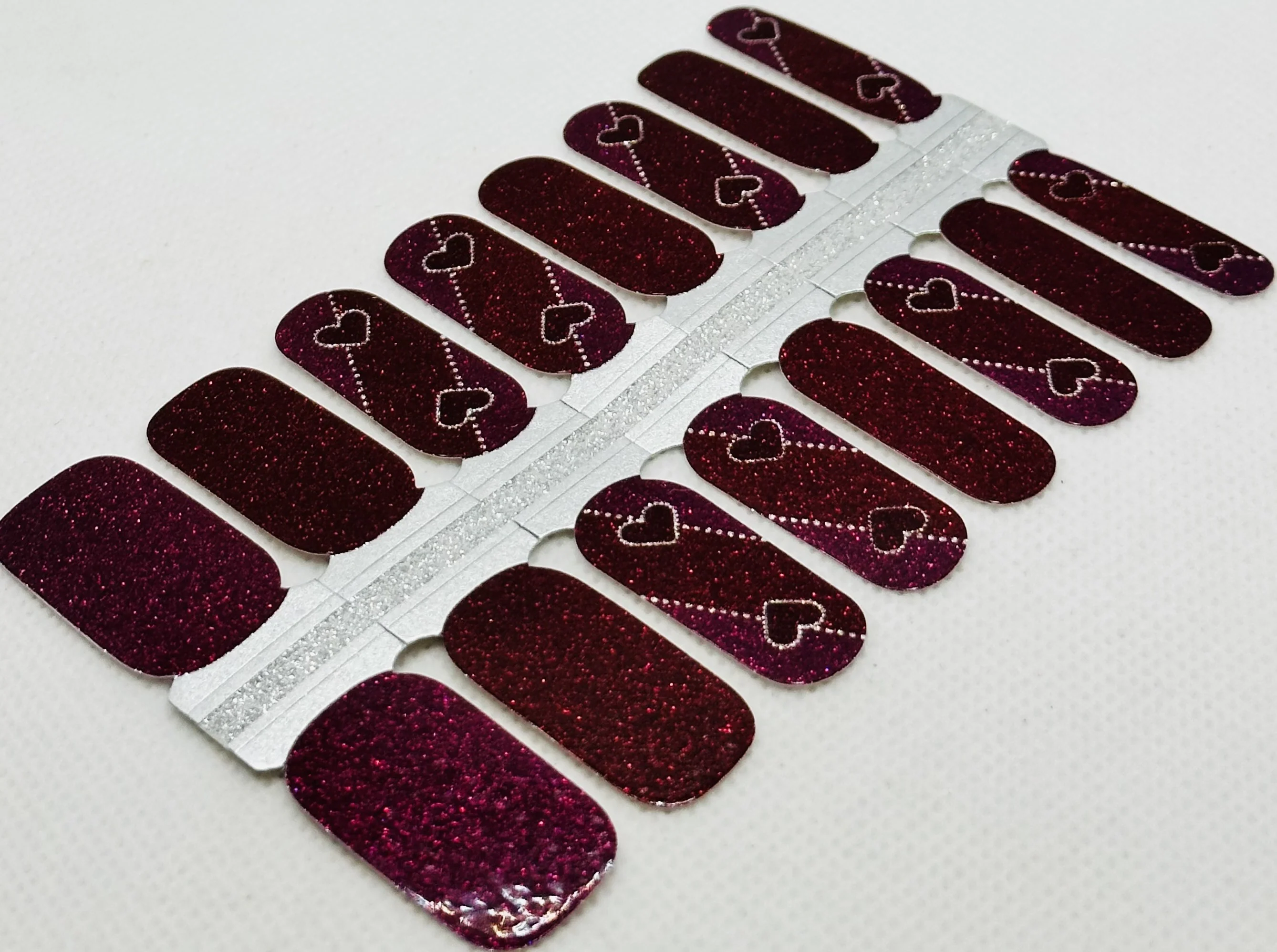 Hearts On Red Glitter