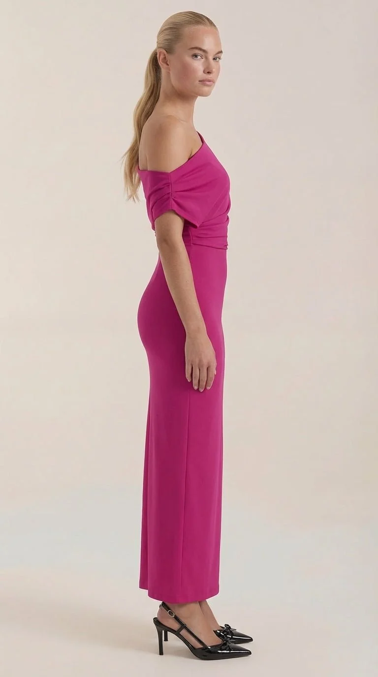 One-Shoulder-Maxikleid