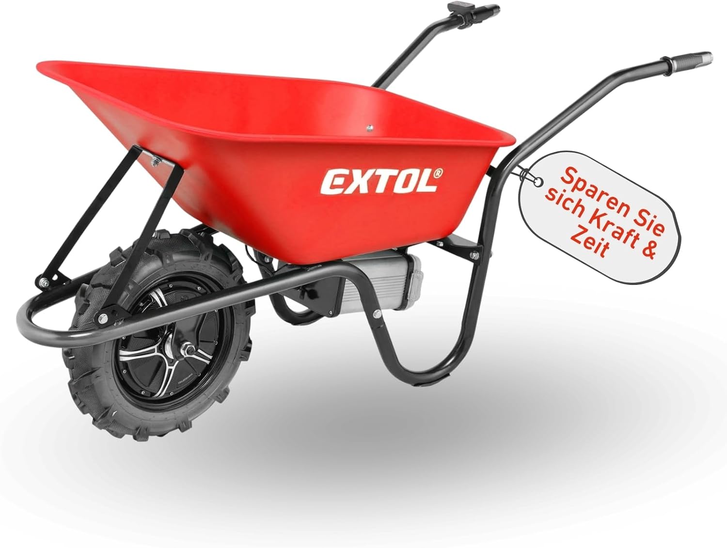 Elektrische Schubkarre mit Akku, 80L Mulde, 150kg Traglast, leistungsstarker 500W Motor durch 40V Li-ion Akku mit 6000mAh
