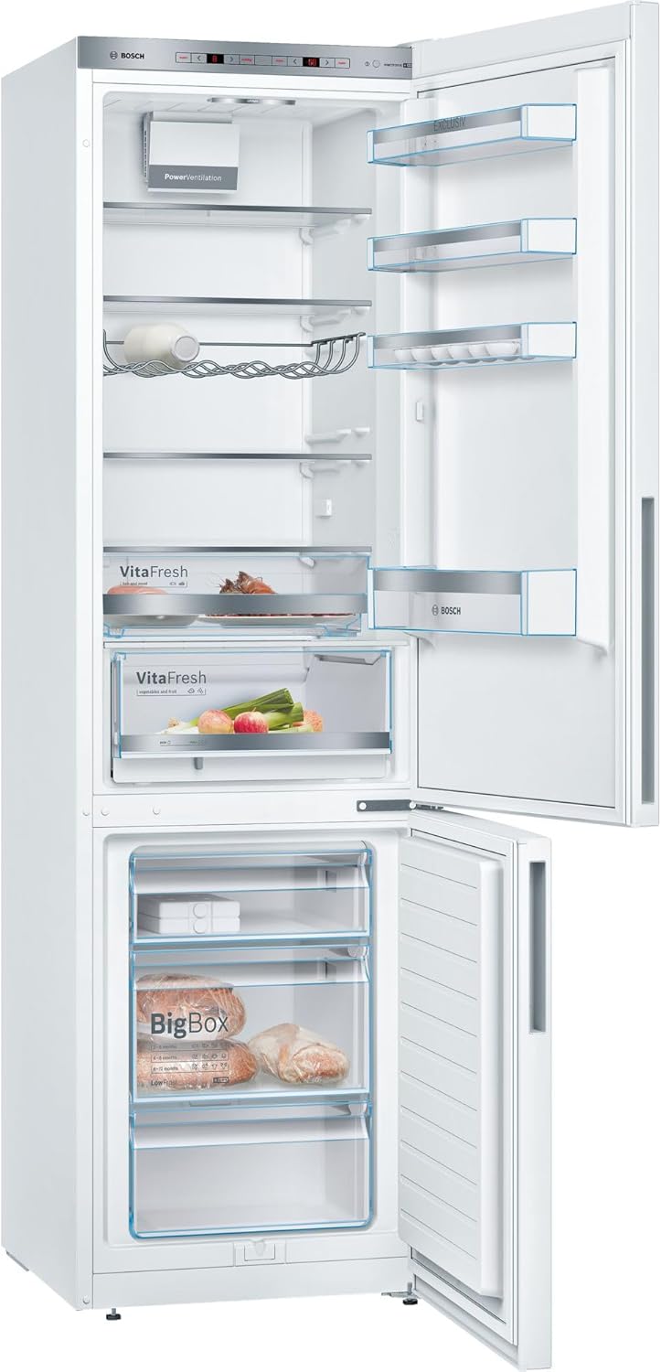 Bosch KGE39AWCA Série 6 Réfrigérateur-congélateur - 201 x 60 cm - Réfrigérateur 249 l + congélateur 88 l - VitaFresh - Fraîcheur plus longue - LowFrost - Éclairage LED uniforme - Blanc