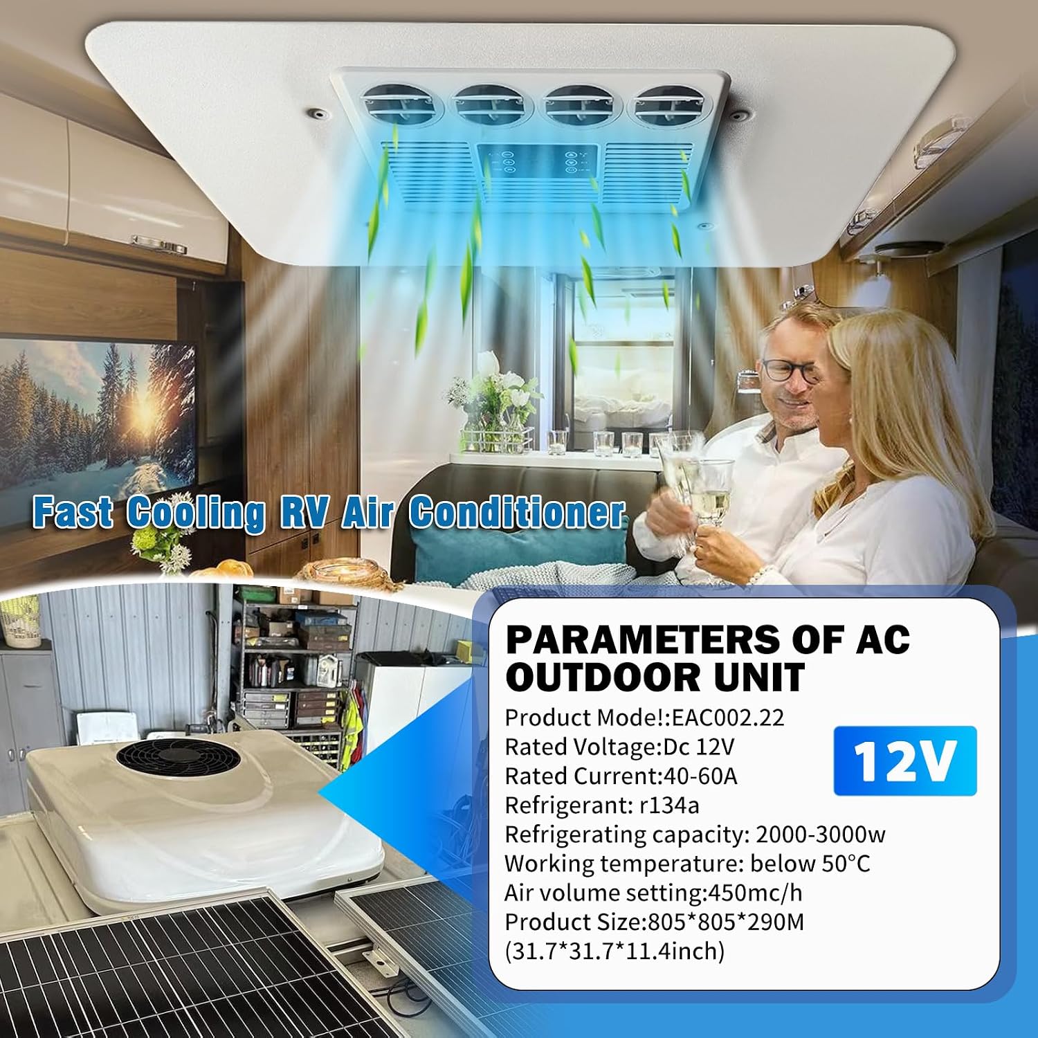 Treeligo RV Air Conditioner 12V, RV Dach Klimaanlage Für LKW, Wohnmobile, Und Wohnwagen, Rv Air Conditioner Effiziente Kühlung Für Komfortables Reisen In Anhänger Und Camper