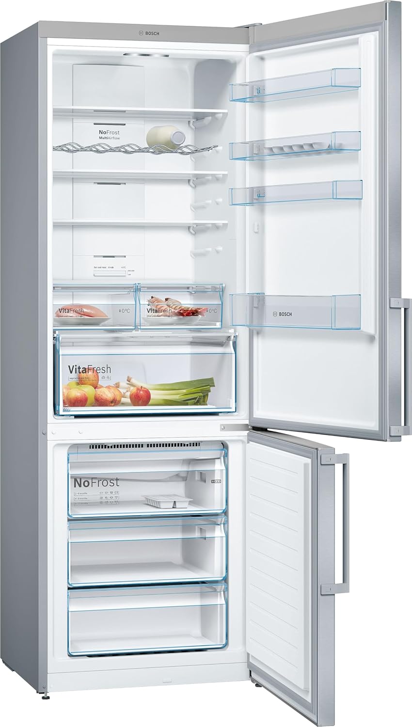 Bosch KGN49XIDQ Combination Refrigerator, NoFrost, 203 x 70 cm, 438 L, VitaFresh Technology, White