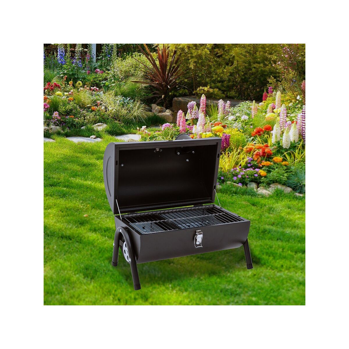 Przenośny grill węglowy „Captain” – 42 x 27 x 43 cm – czarny