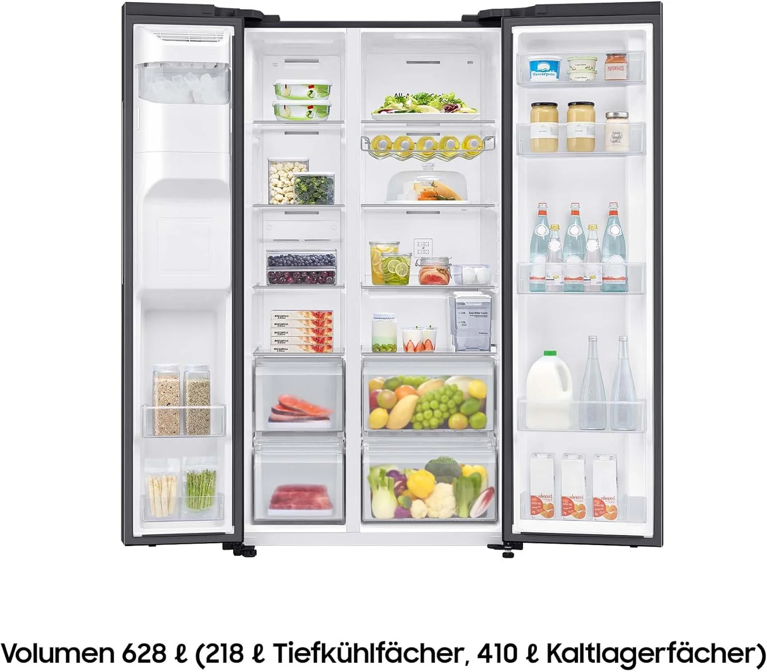 Samsung RS64DG53R3B1EF Amerikaanse koelkast, 178 cm, 628 l, SmartThings AI Energy Mode, ijs- en waterdispenser, Slim Ice Maker, Premium Black Steel