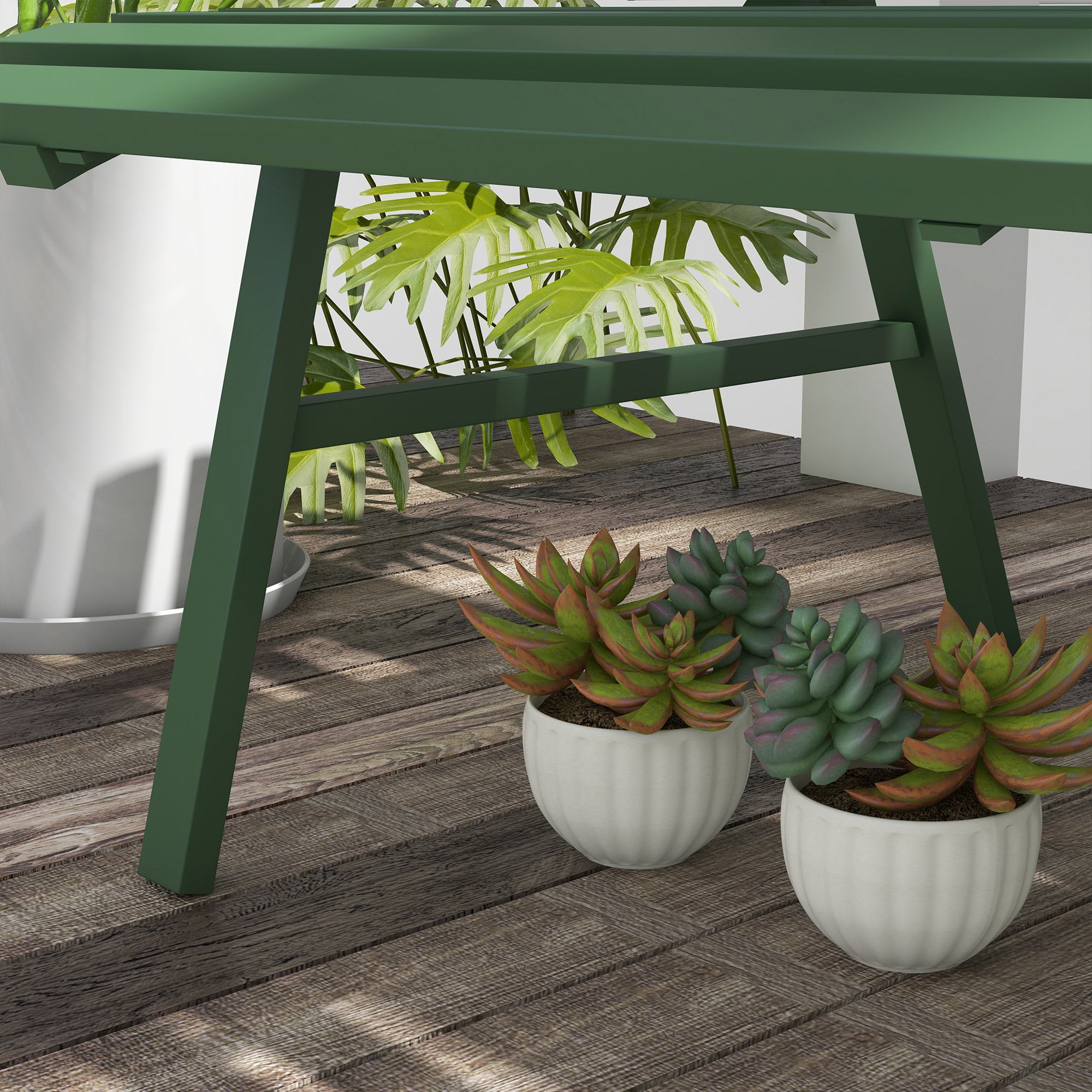 Outsunny Groene Tuinbank, Parkbank, Zitbank in Latdesign, Weerbestendig, Aluminium, 123 x 67 x 79 cm