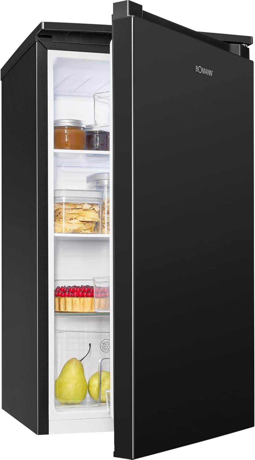 Bomann® Kühlschrank ohne Gefrierfach | 87L | energieeffizient, leise & kompakt | 0°C-8°C, stufenlos regelbar | 3 Ablagen & Gemüsefach | Türanschlag wechselbar | Standardkühlschrank | VS 7255 schwarz