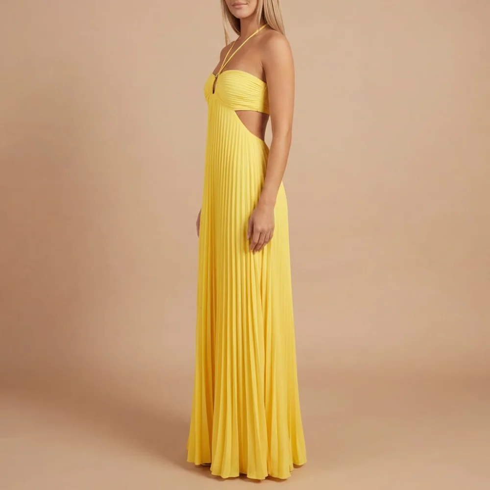 Plissiertes Neckholder-Maxikleid f��r Hochzeitsg?ste