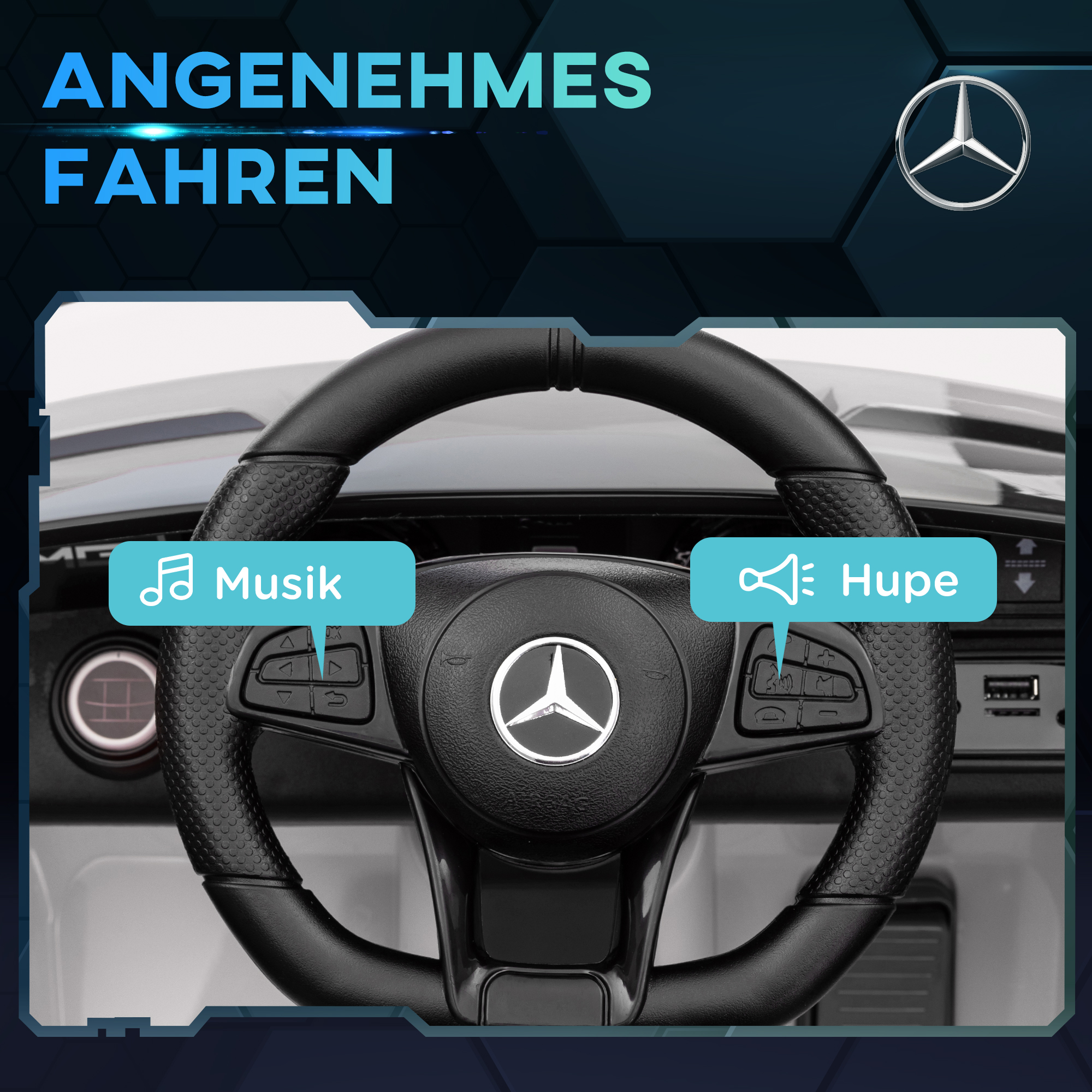 AIYAPLAY Elektrisch Kinderauto, Mercedes, 3-5 km/u, Afstandsbediening, Licht & Muziek, Wit