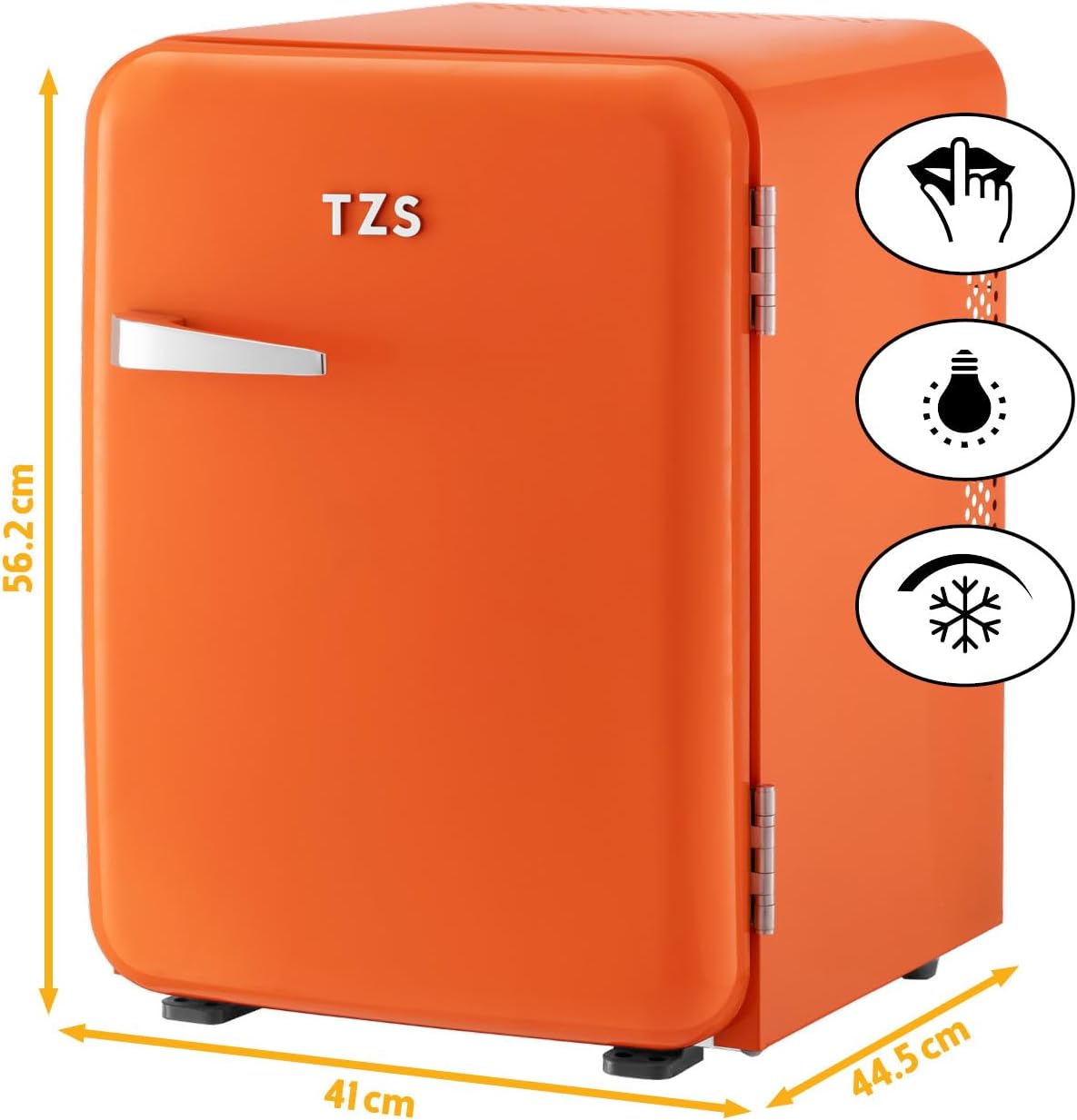 TZS First Austria - Mini Réfrigérateur Rétro 40L silencieux - Petit Minifrigo design vintage avec lumière intérieure et 2 compartiments de porte - Minibar pour camping, bureau, chambre & hôtel - oran