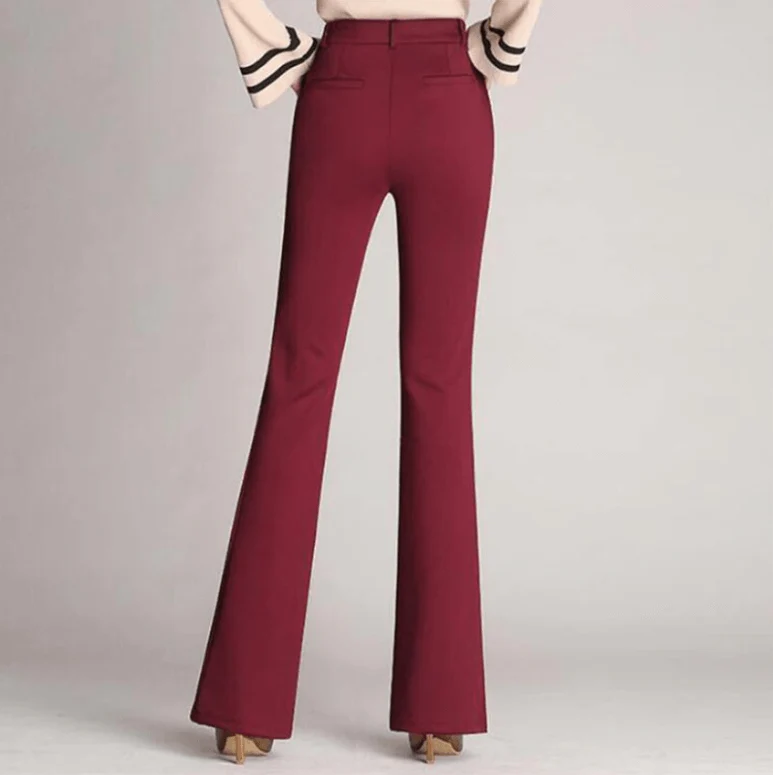 Elegante Stoffhose Damen High Waist | Weit geschnittene Business Hose mit A-Linie | Knitterfreie Hose f��r B��ro und Freizeit