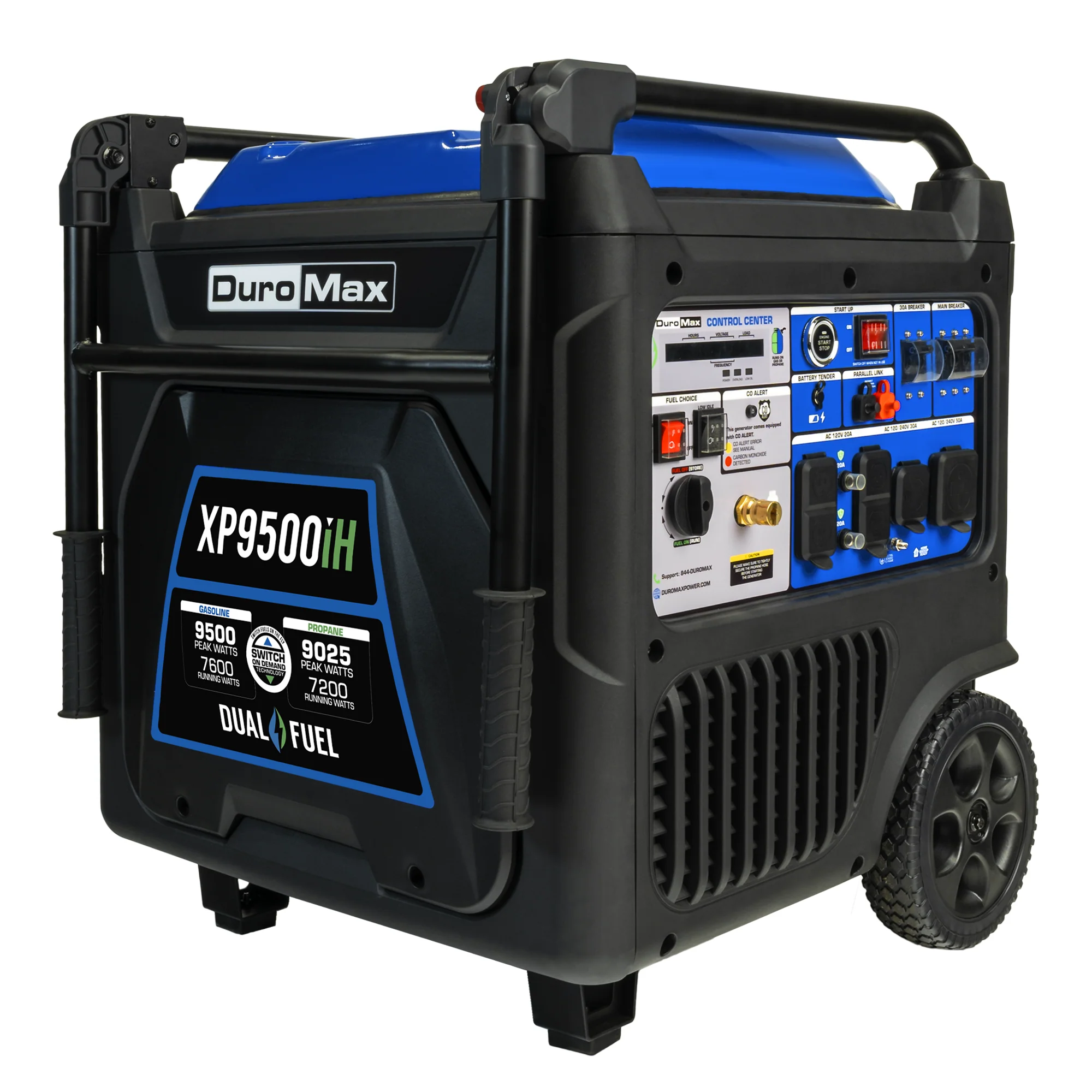 9.500 Watt draagbare dual-fuel invertergenerator met CO-alarm