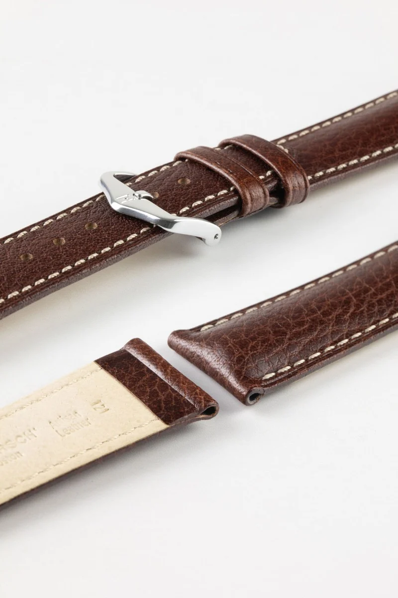 Hirsch BOSTON NQR Brown Buffalo Calfskin Leather Watch Strap