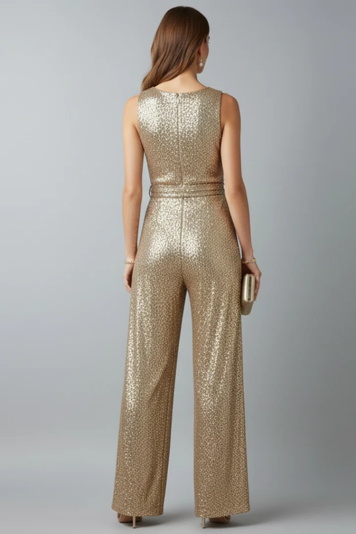 Damen-Jumpsuit mit Pailletten und geradem Bein