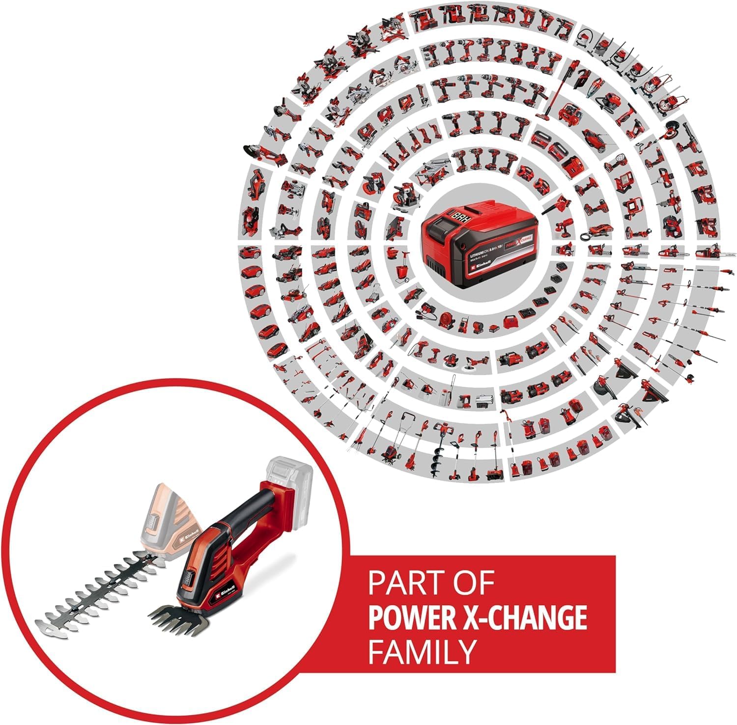 Einhell Akku-Gras- und Strauchschere GE-CG 18/100 Li-Solo Power X-Change (Li-Ion, 18 V, Schnittbreite Grasscherenmesser 100 mm, Strauchscherenmesser 200 mm, ohne Akku und Ladegert)
