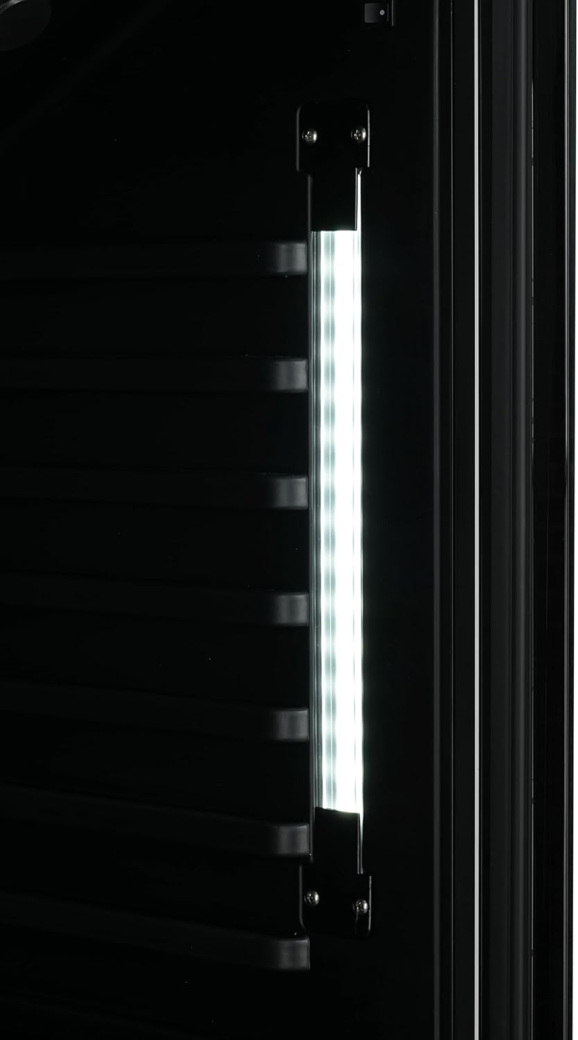 METRO Professional Getränkekühlschrank GSC4280B, Metall/Glas, 280 L, belüftete Kühlung, 210 W, mit Schloss, Schwarz