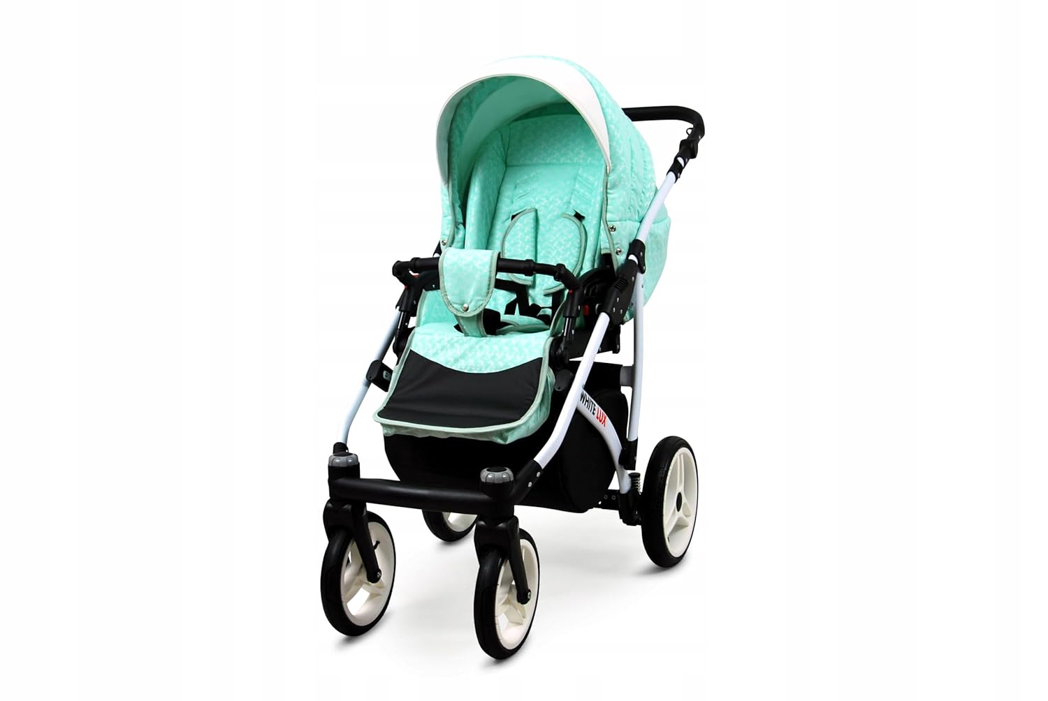 BabyLux® Bambimo Kinderwagen Set 3 in 1 - White Lux - incl. Babywanne, Buggy Sportsitz, Auto-Babyschale - Autositz - Kinderwagenset - Kombikinderwagen mit Wickeltasche, Regenschutz usw.