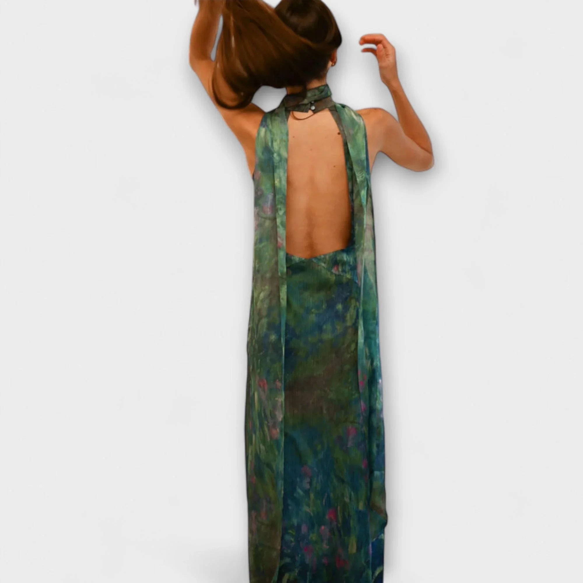 Maxikleid mit Iris-Print f��r sommerliche Anl?sse