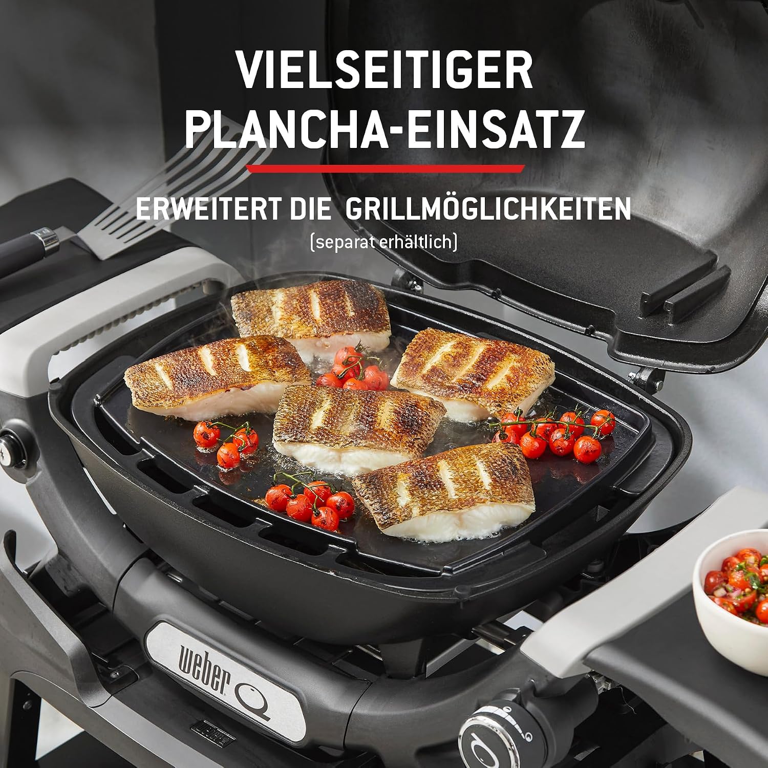 Weber Q 1100N Gasgrill/Tragbarer, leichter Grill für Camping, Terrassen und Balkone mit Hochleistungsbrenner, porzellanemaillierten Gussrosten und elektronischer Zündung, Mitternachtsschwarz