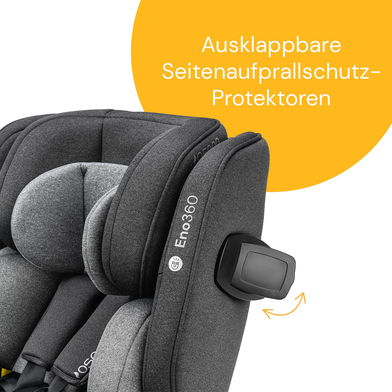 Osann Eno360 i-Size, drehbarer Kindersitz 40-150 cm, Reboarder mit Isofix, Baby Autositz – All Black