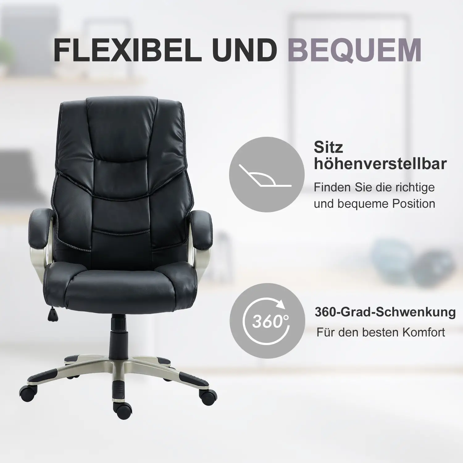 HOMCOM Bureaustoel in hoogte verstelbaar 360�� draaibaar