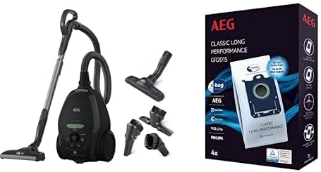 AEG VX82-1-KO Staubsauger / 75% Recyclingmaterial / autom. Saugkraftregulierung / extrem leise auch auf Teppich / Aufnahme von groen + kleinsten Partikeln / langes Kabel / 600W / schwarz