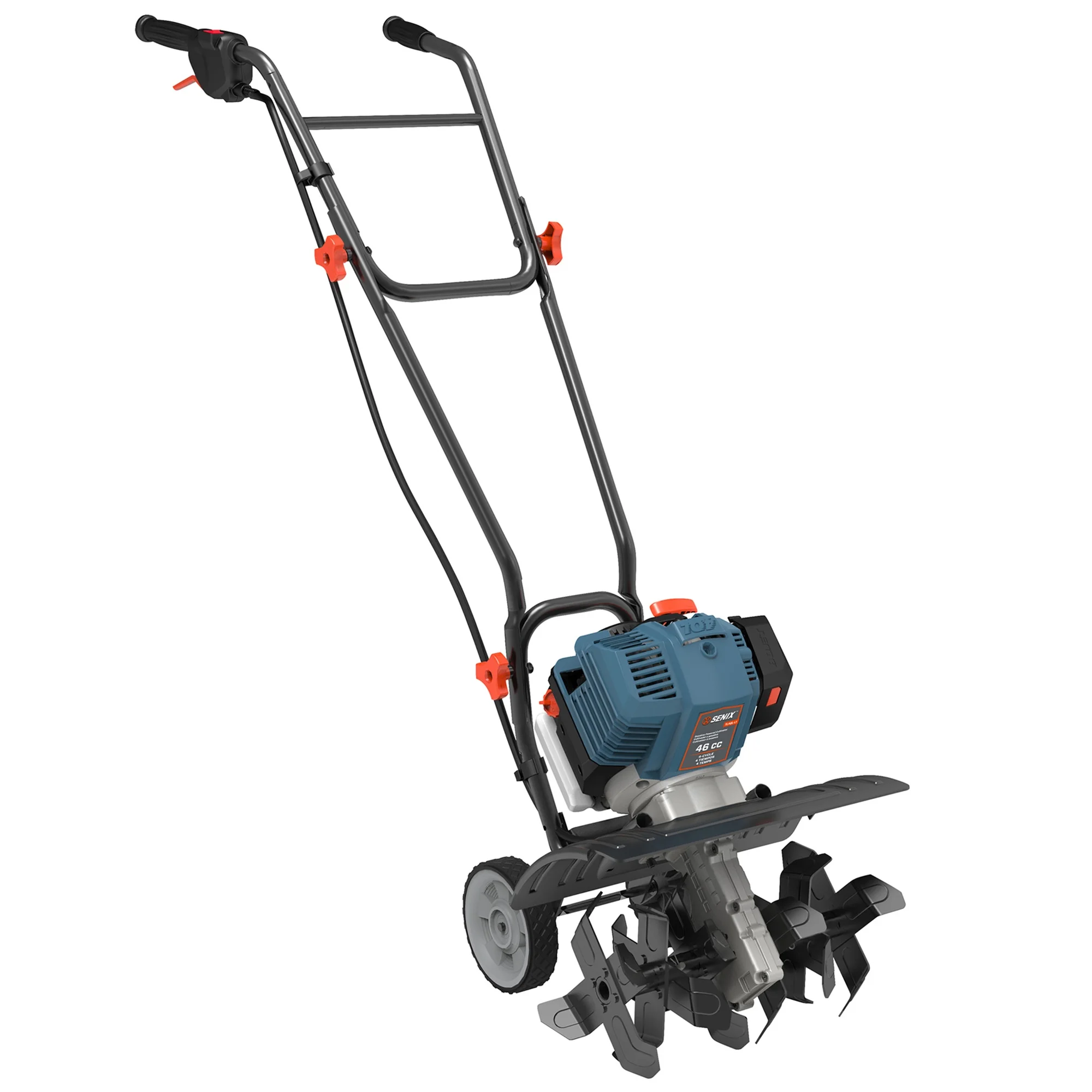 2025 SENIX Gas Aangedreven Cultivator van 46 cc, 4-Takt Motor, Werkbreedte van 15 Inch, Werkdiepte van 8 Inch, Model TL4QL-L1