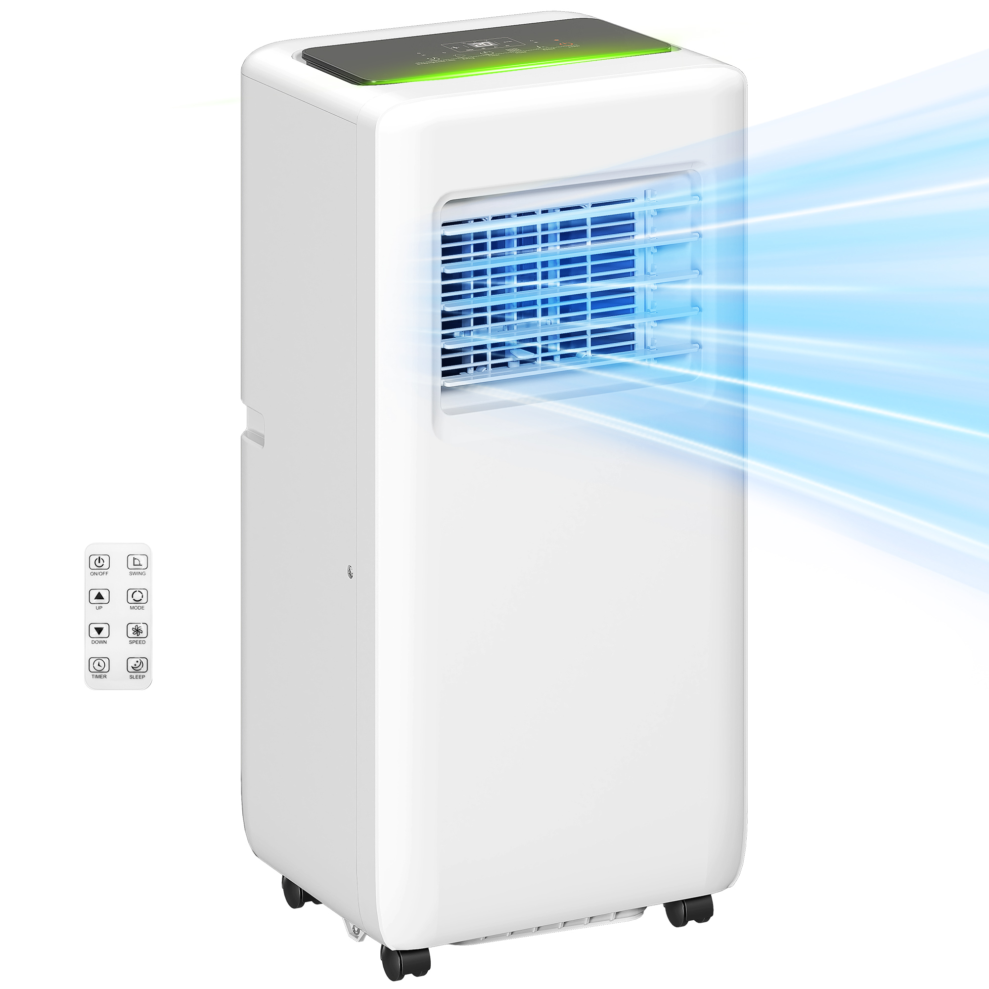 Draagbare Airconditioner met Meerdere Standen, LED-Display, Timer en Wielen, Wit