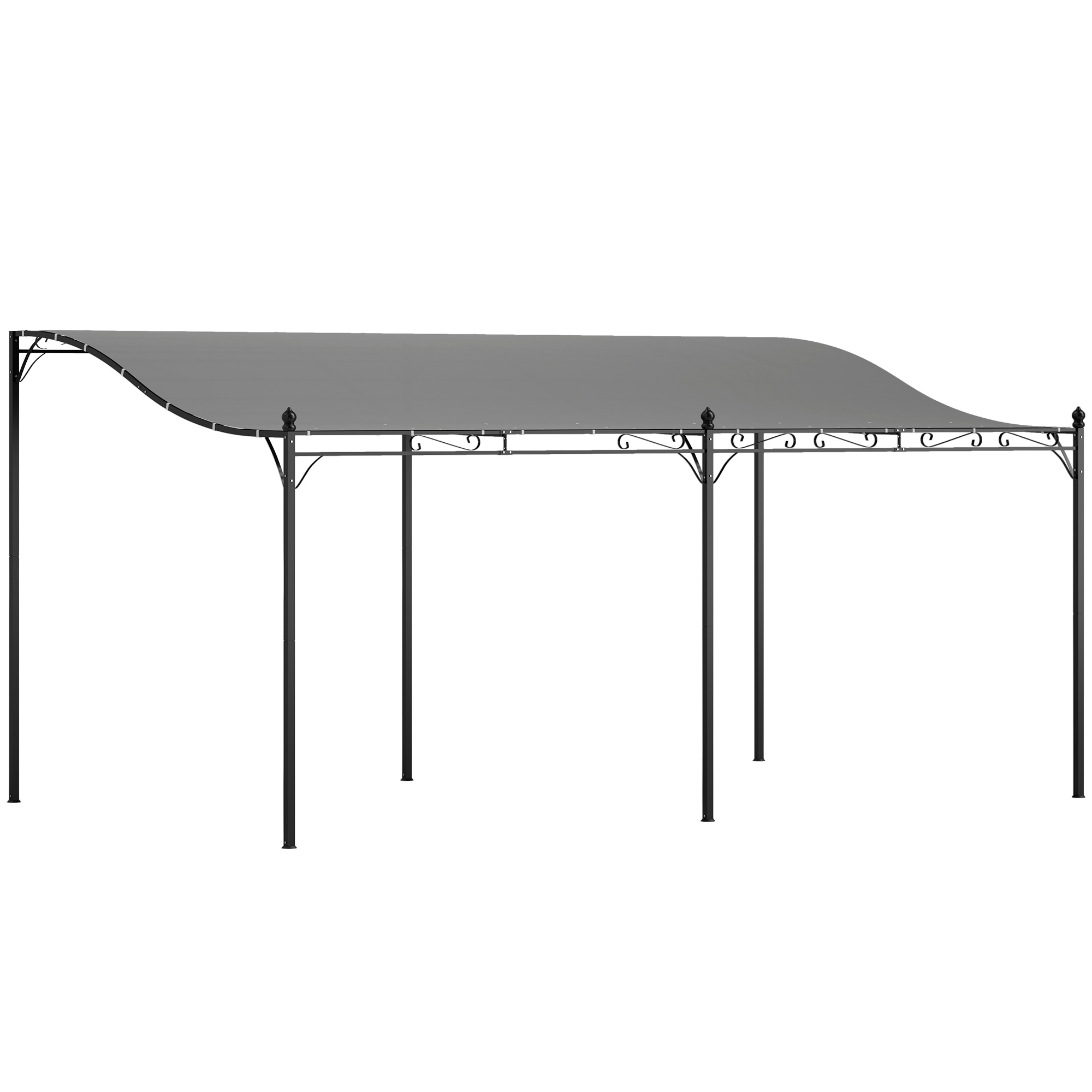 Outsunny 3 x 5 m Pergola, Flexibel Tuindak met Waterdichte Zeildoek en Metalen Frame, Schaduwverlener, Donkergrijs