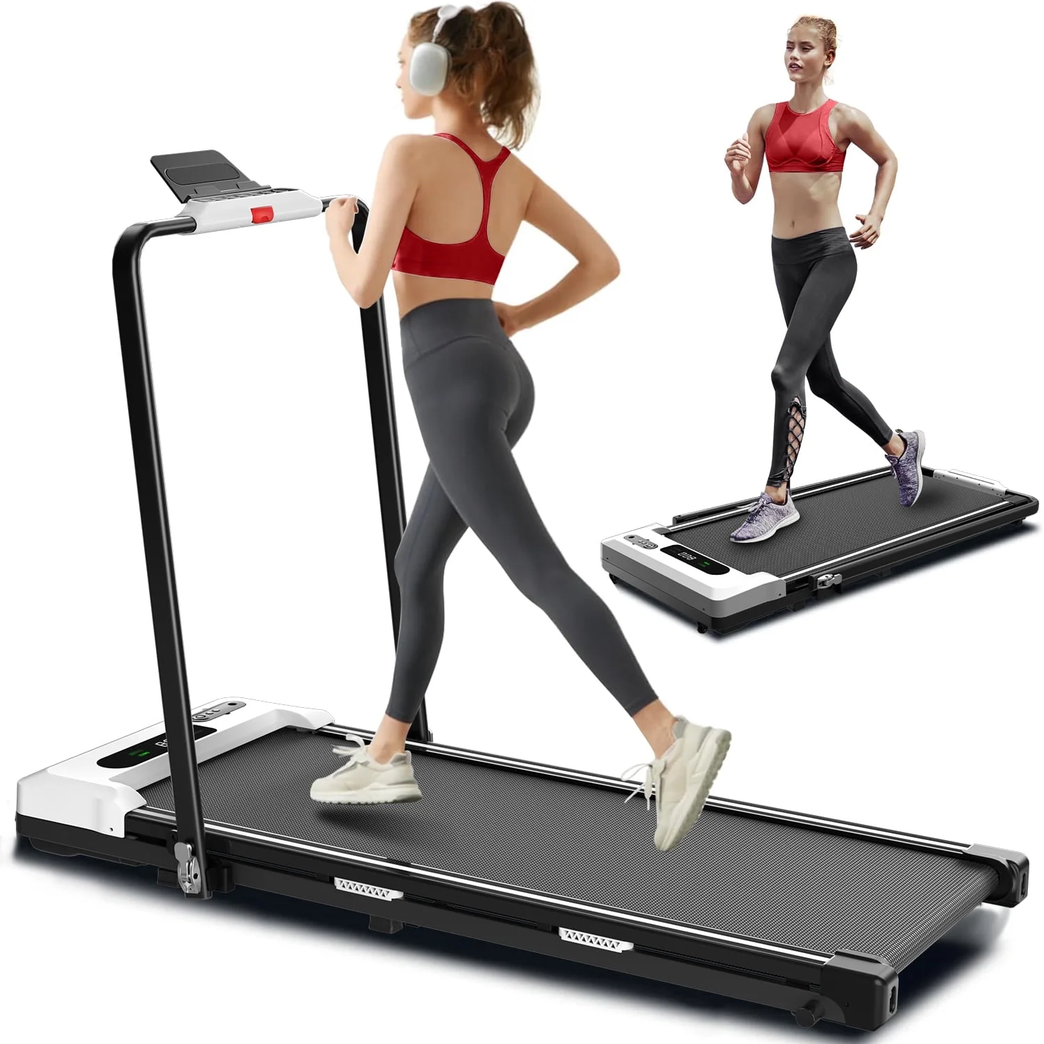 2025 CoolHut Loopband, loopband onder het bureau, 4-in-1 loopband voor thuis en kantoor, compact en draagbaar opvouwbaar loopband, geen montage nodig, geruisarm, LED-display, draagvermogen 120 kg, met afstandsbediening